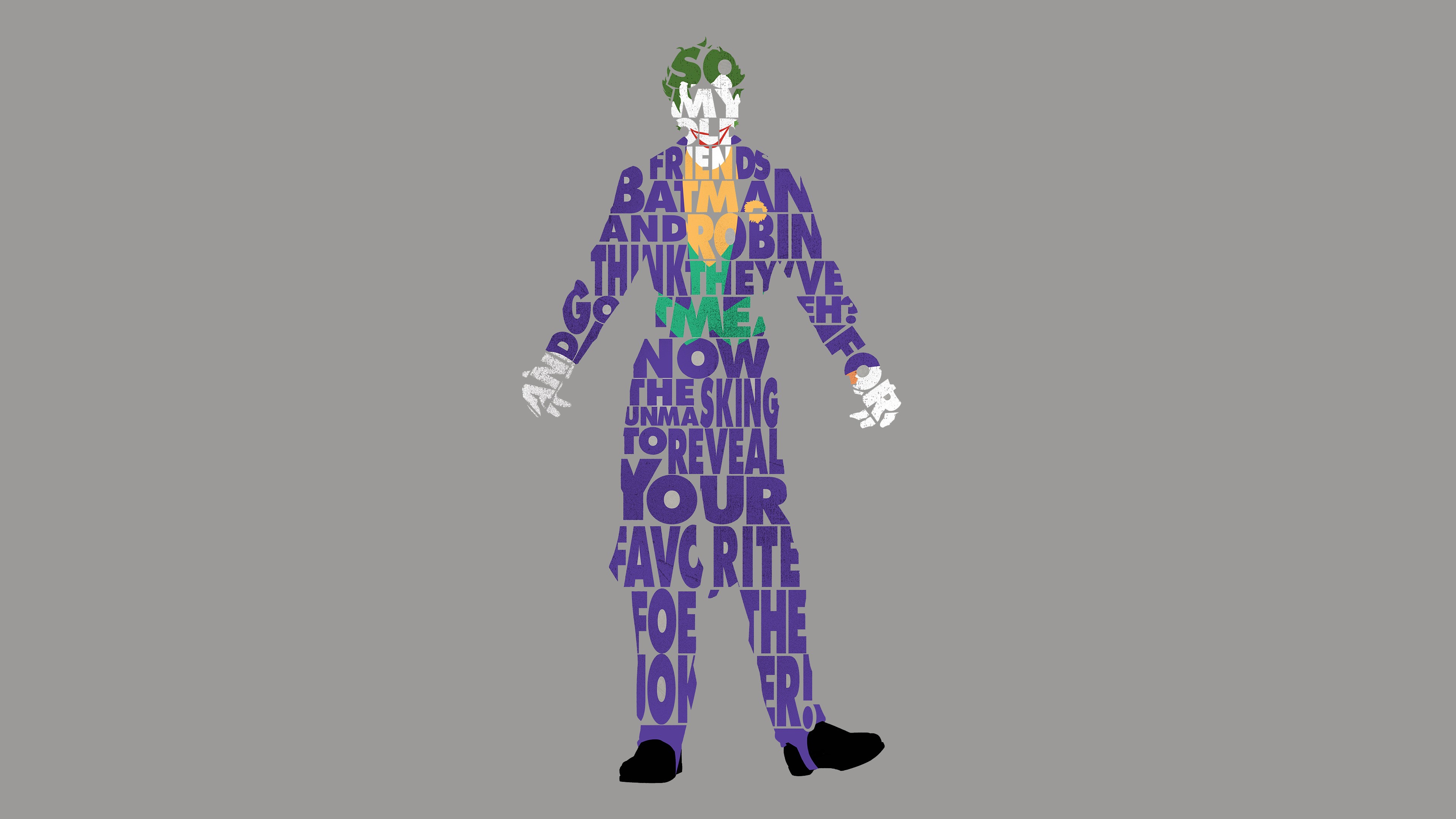 joker, typography, 4k, hd, artwork, artist, digital art, typography, superheroes, HD Wallpaper