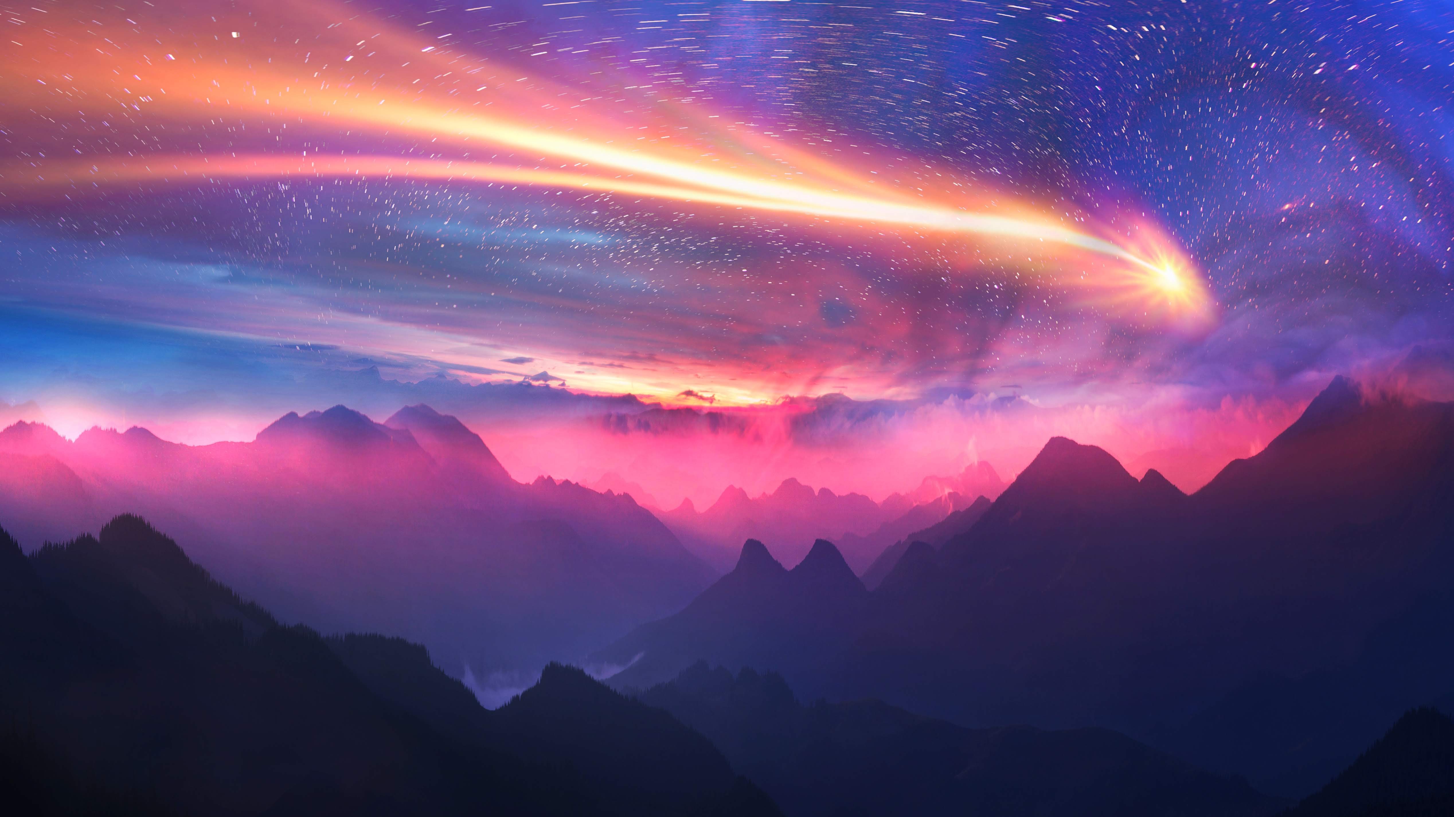 mountains, artist, artwork, digital art, hd, 4k, 5k, sky, HD Wallpaper