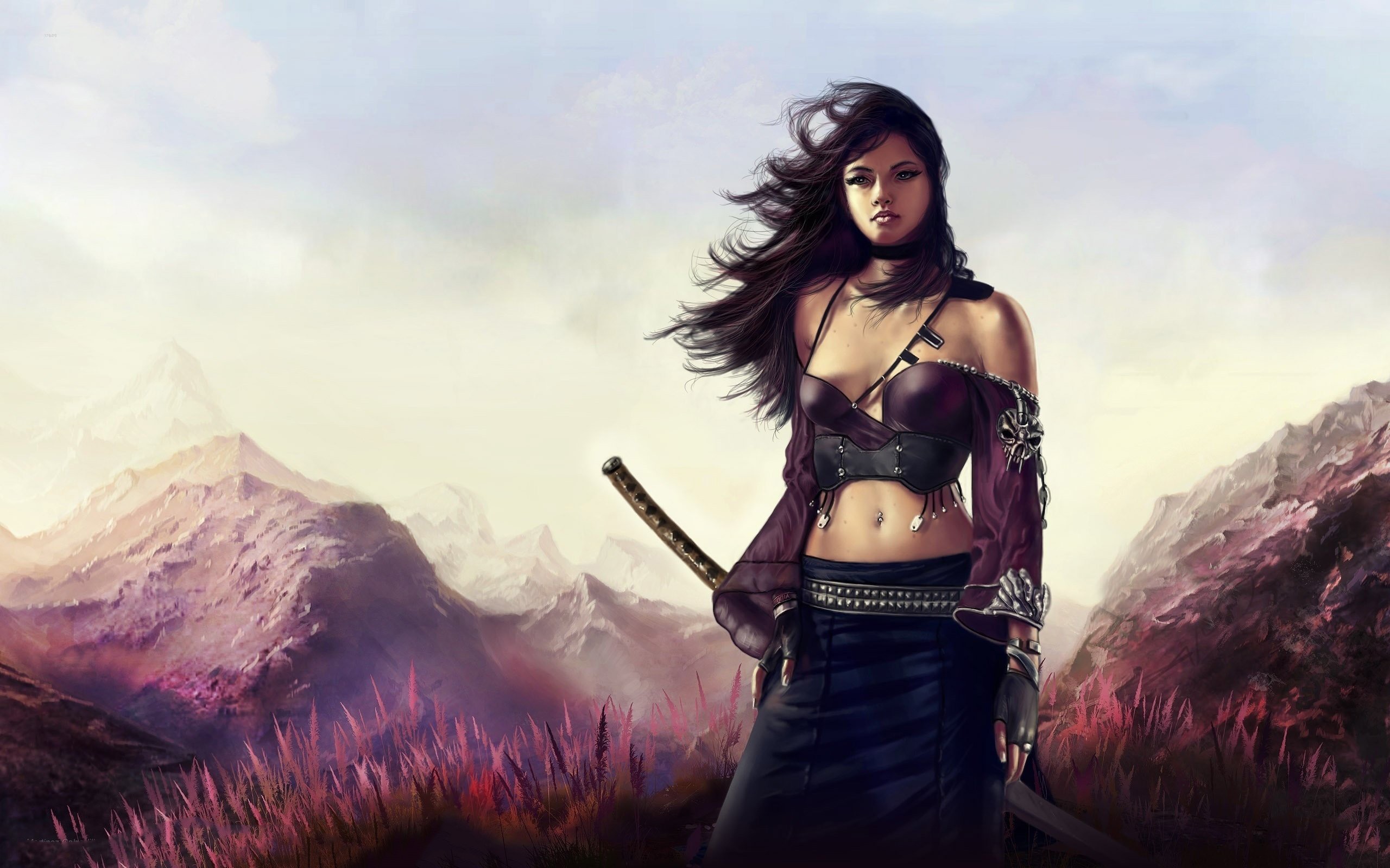 anime girl, anime, warrior, hd, artist, artwork, digital art, HD Wallpaper