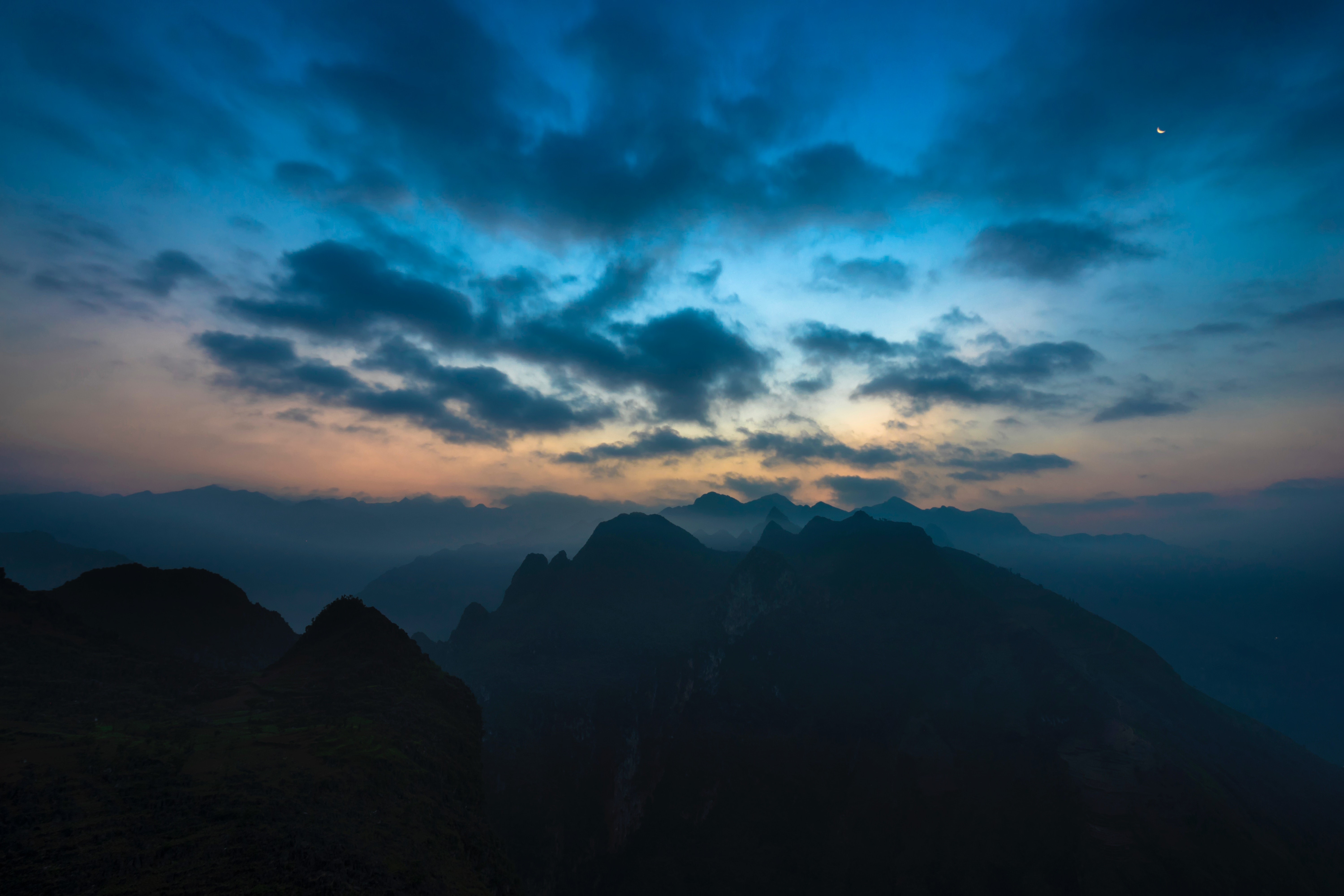 twilight, mountains, nature, hd, 4k, 5k, HD Wallpaper