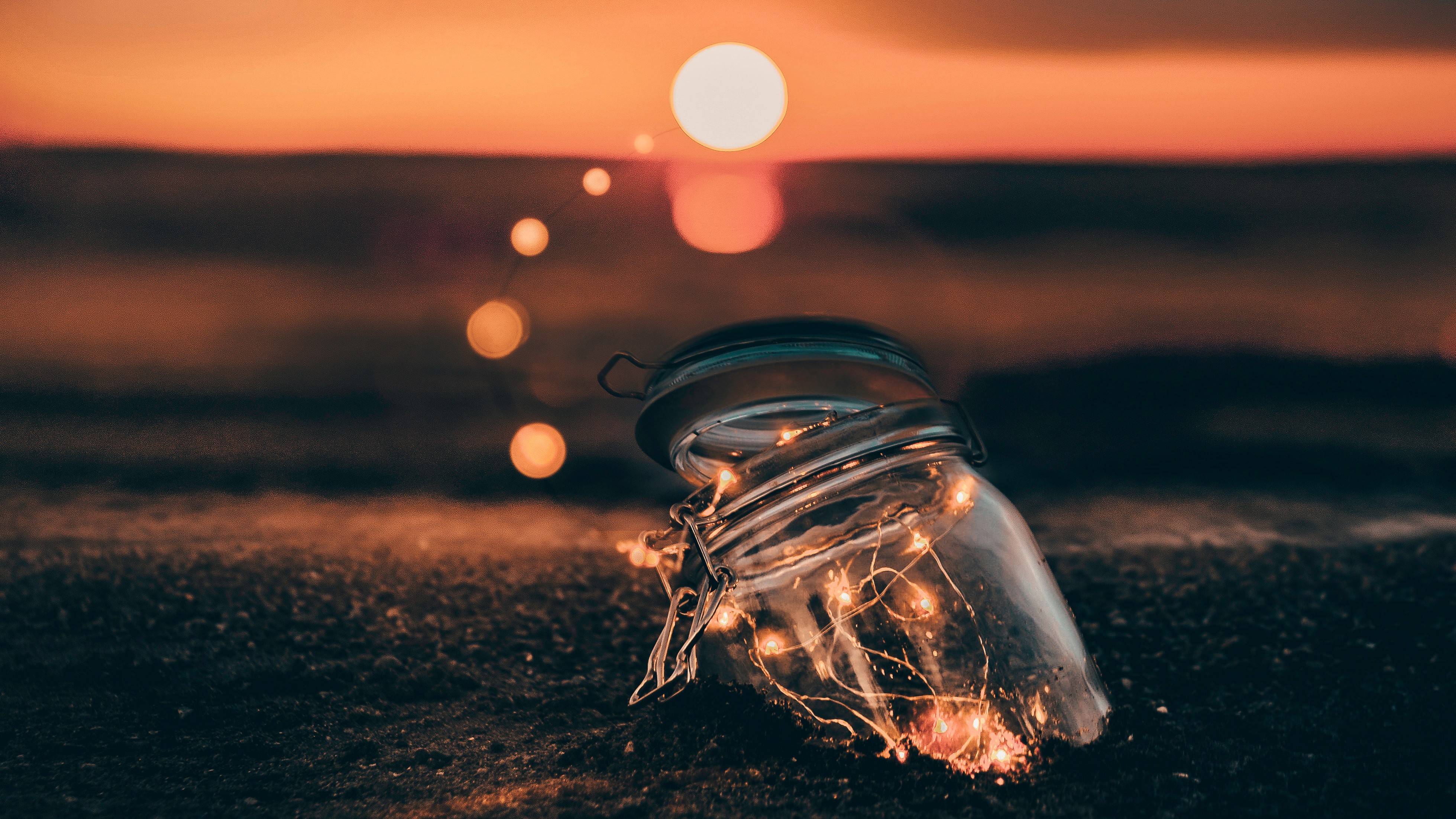 jar, bokeh effect, lights, hd, 4k, photography, HD Wallpaper
