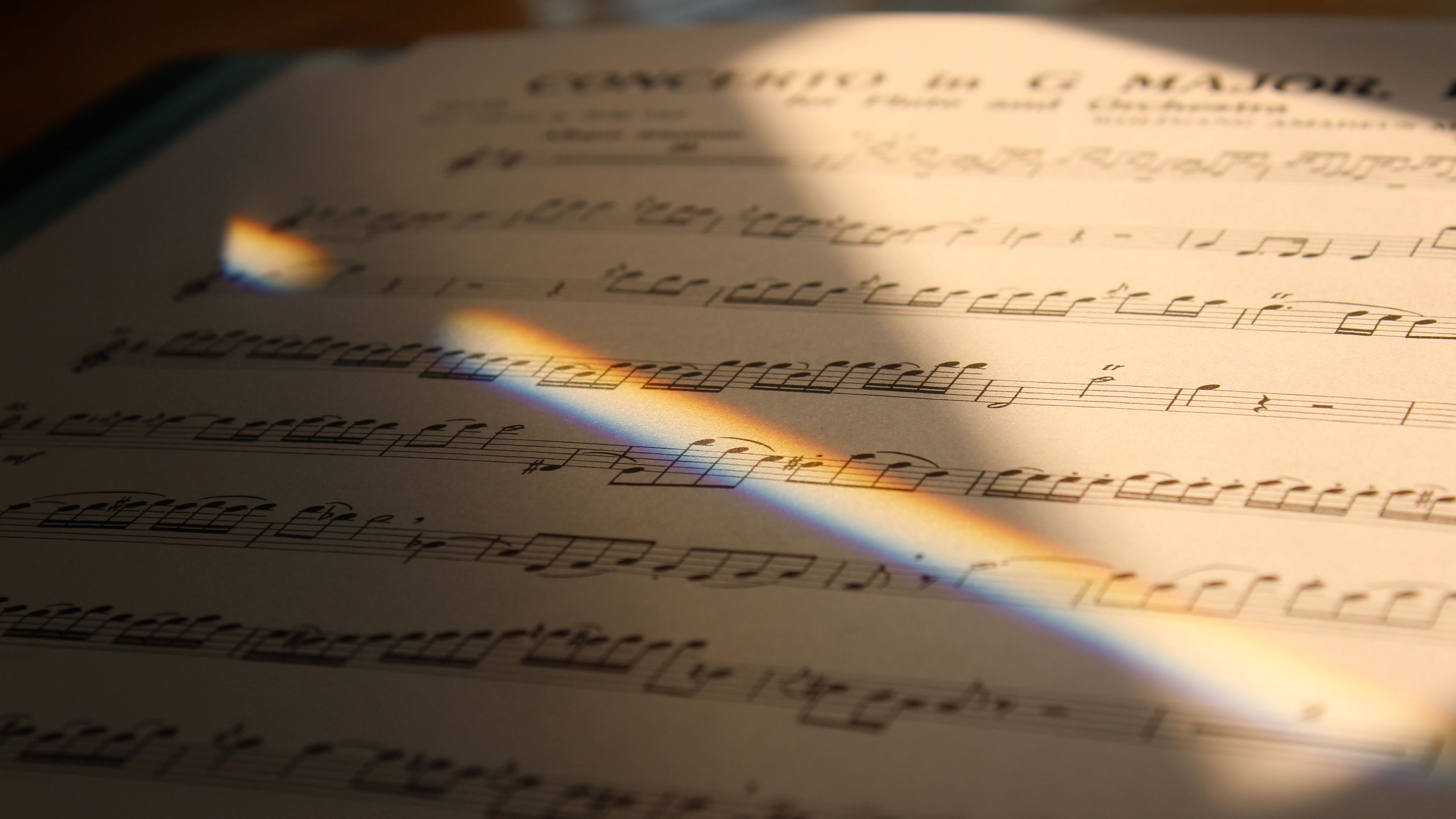 sheet music, rainbow, ray, music, 4k, HD Wallpaper