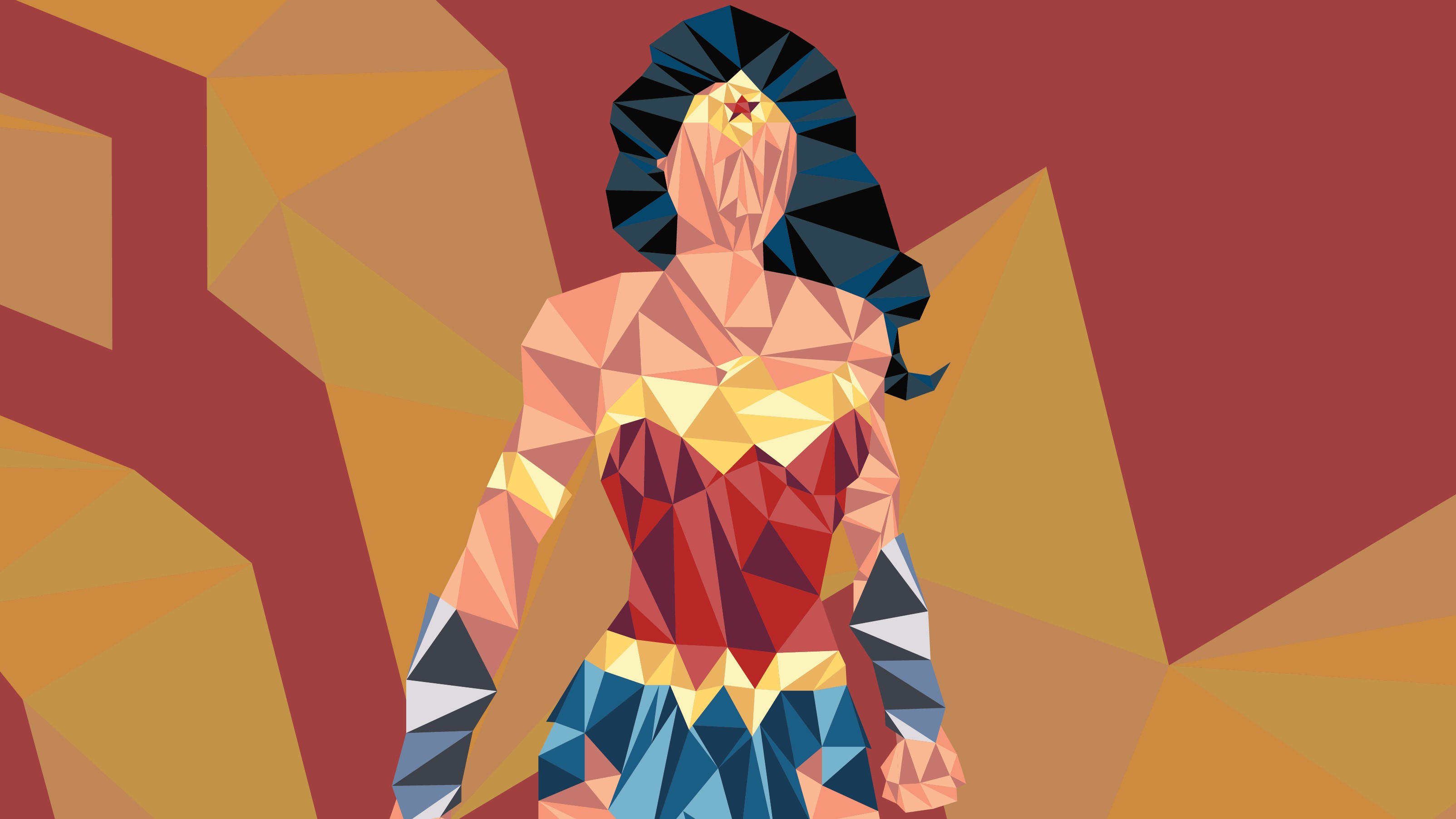 wonder woman, artwork, hd, 4k, artist, behance, digital art, low poly, HD Wallpaper