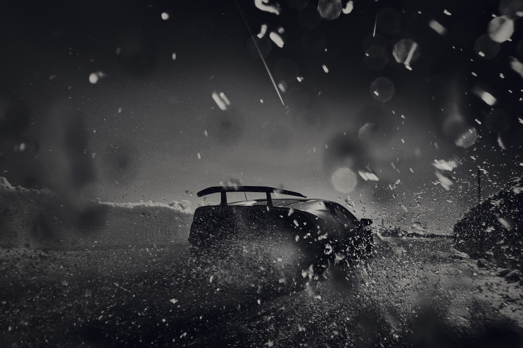 lamborghini huracan performante, lamborghini huracan, lamborghini, 2018 cars, cars, 4k, hd, monochrome, black and white, behance, HD Wallpaper