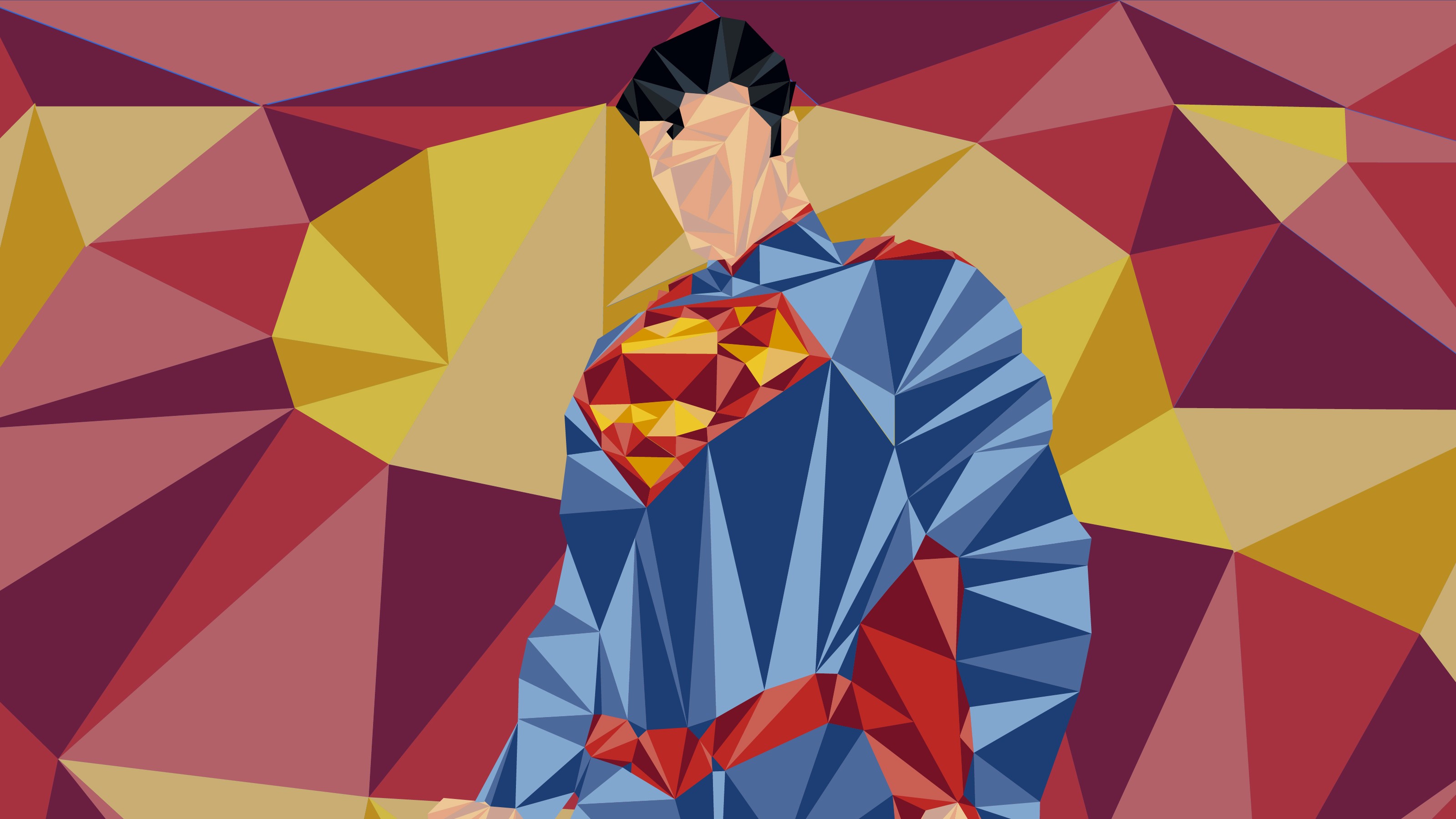 superman, artwork, hd, 4k, artist, behance, digital art, low poly, HD Wallpaper