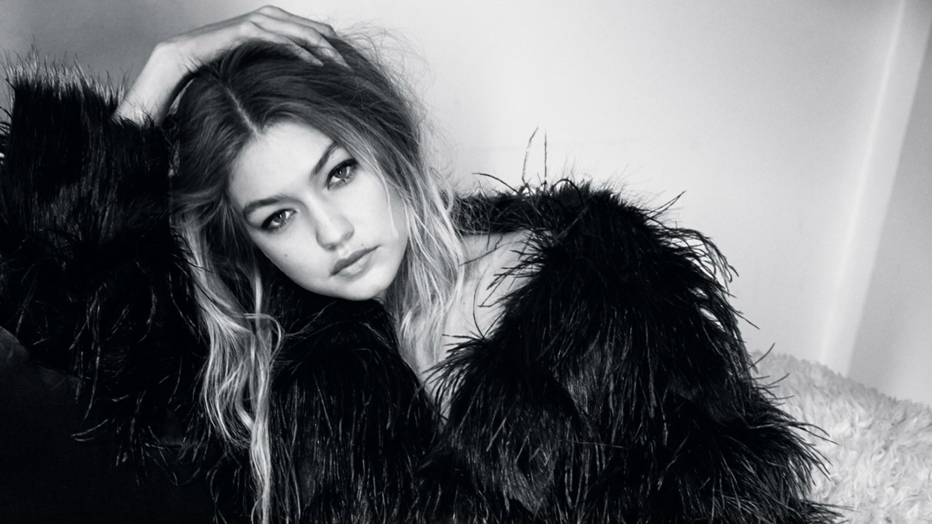 gigi hadid, celebrities, girls, model, monochrome, black and white, HD Wallpaper