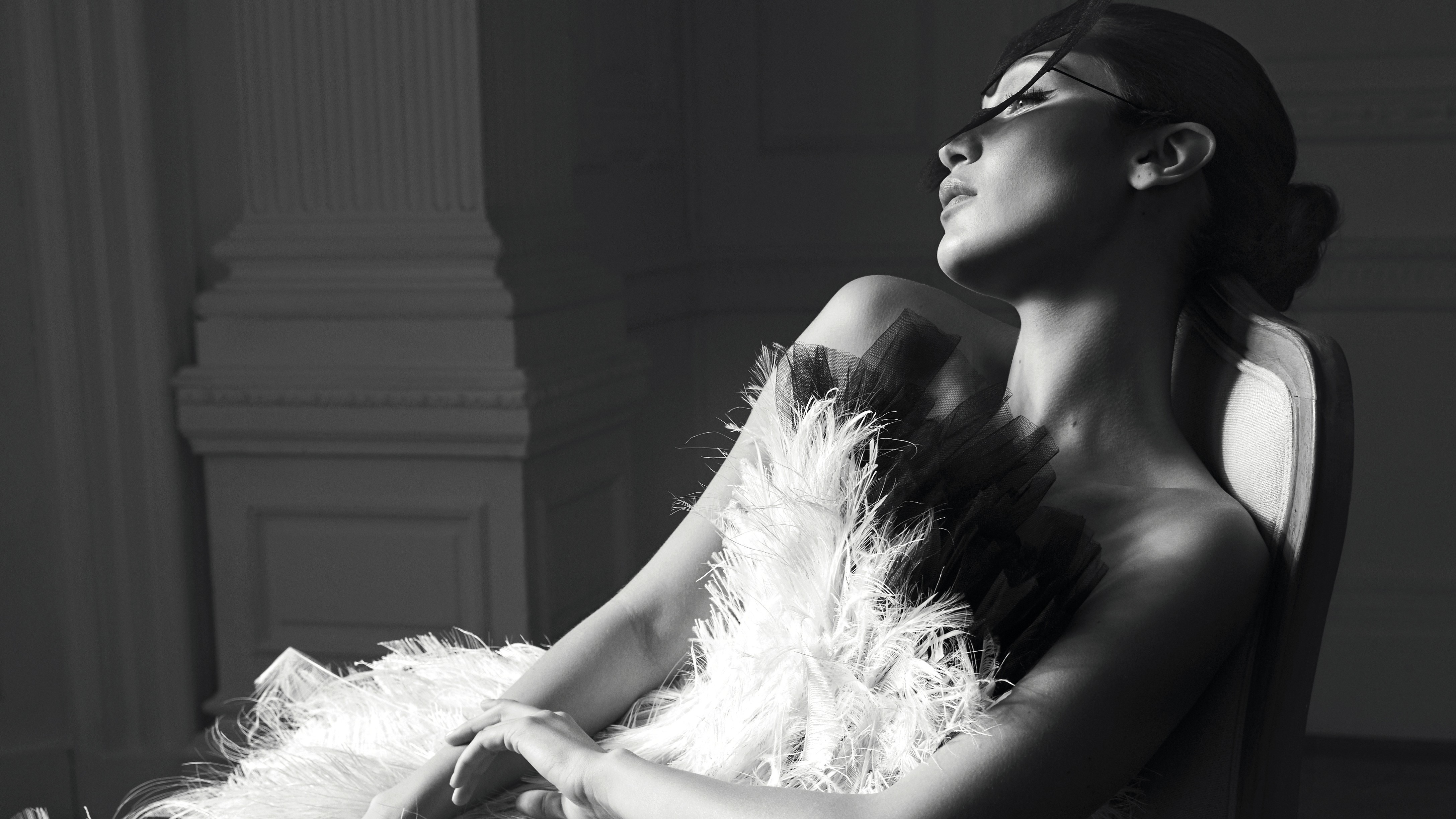 bella hadid, celebrities, girls, hd, 4k, model, 5k, monochrome, black and white, HD Wallpaper
