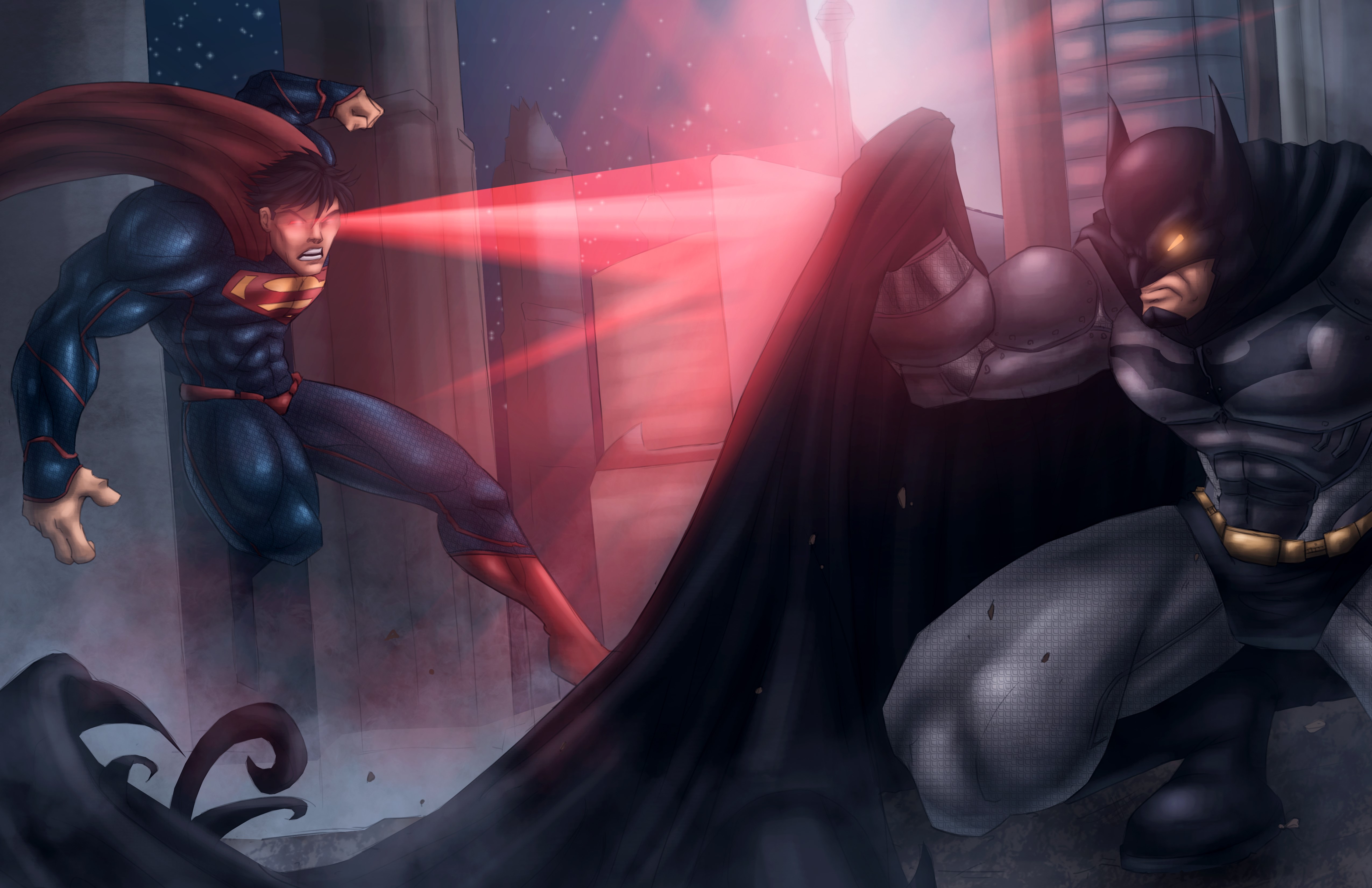 batman, superman, artwork, 5k, 4k, hd, artist, artwork, deviantart, digital art, HD Wallpaper