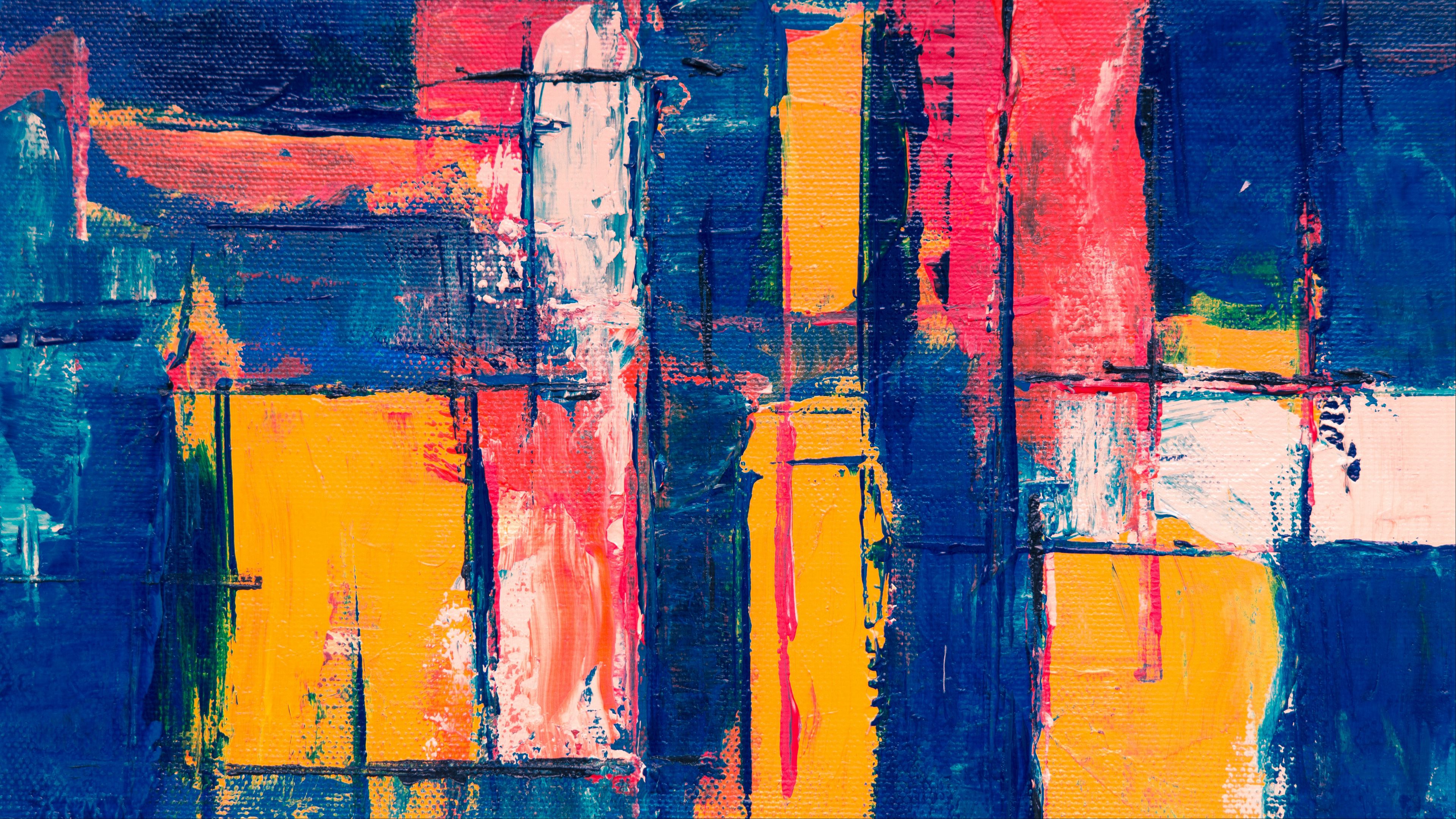 canvas, paint, texture, brushstrokes, colorful, abstraction, 4k, HD Wallpaper