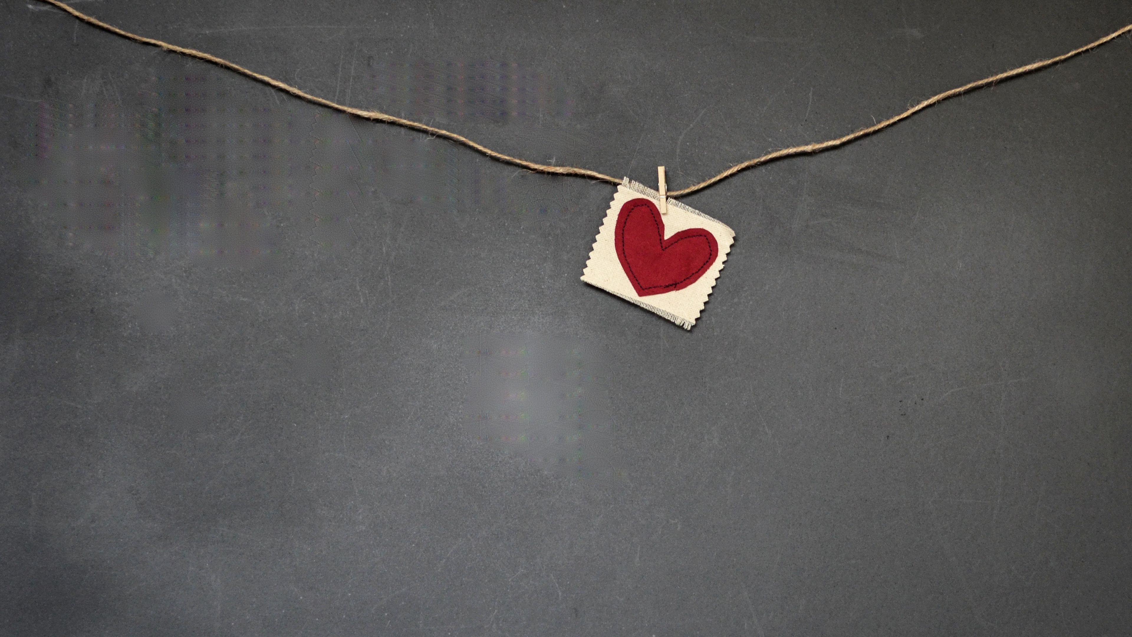 heart, red, napkin, rope, clothespin, 4k, HD Wallpaper