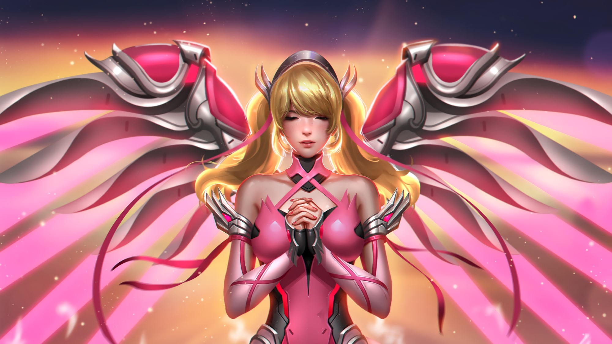 mercy overwatch, overwatch, games, xbox games, ps games, pc games, pink, artist, artwork, digital art, hd, deviantart, HD Wallpaper
