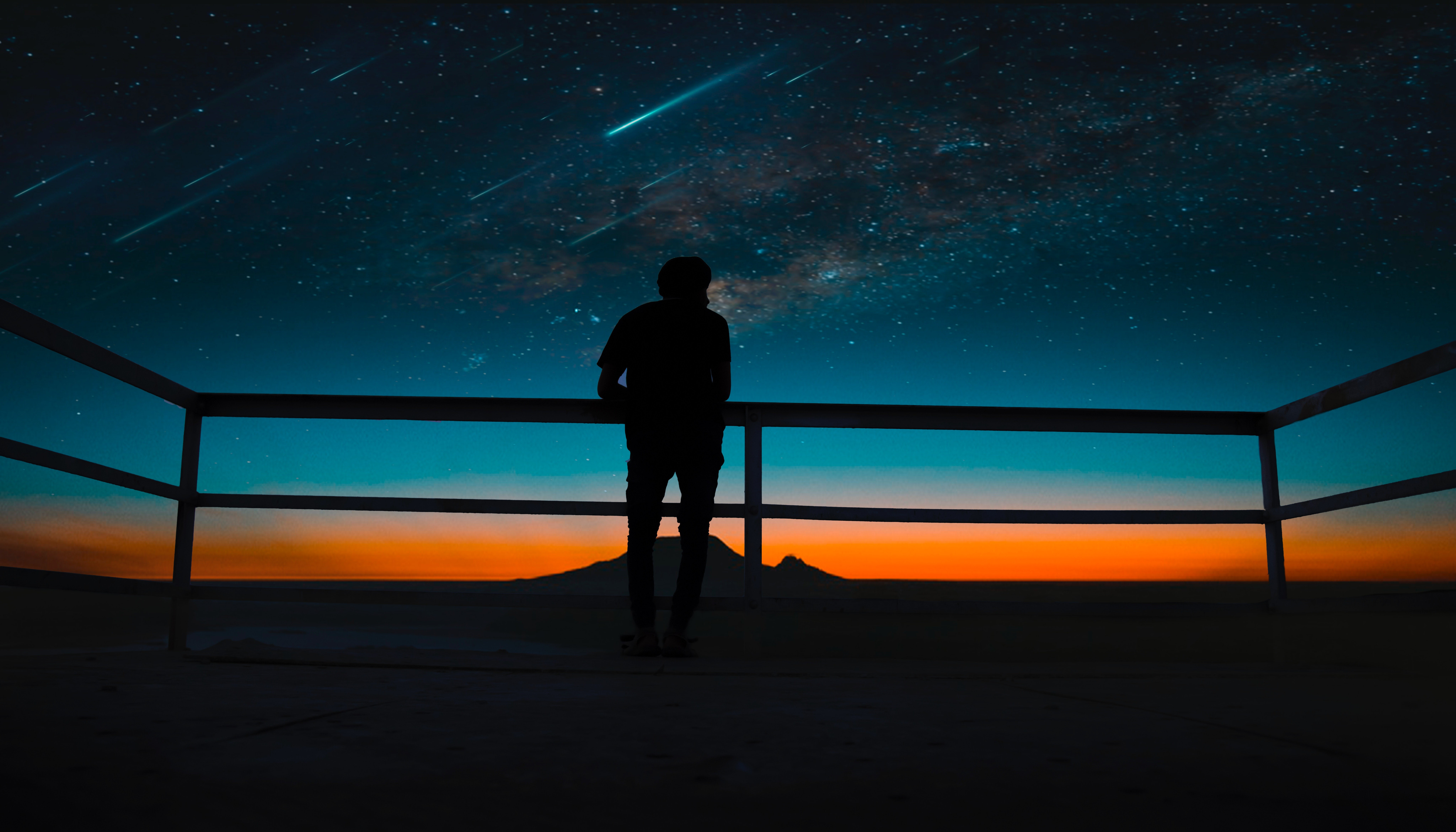 silhouette, person, photography, stars, hd, 4k, 5k, 8k, night, stars, HD Wallpaper
