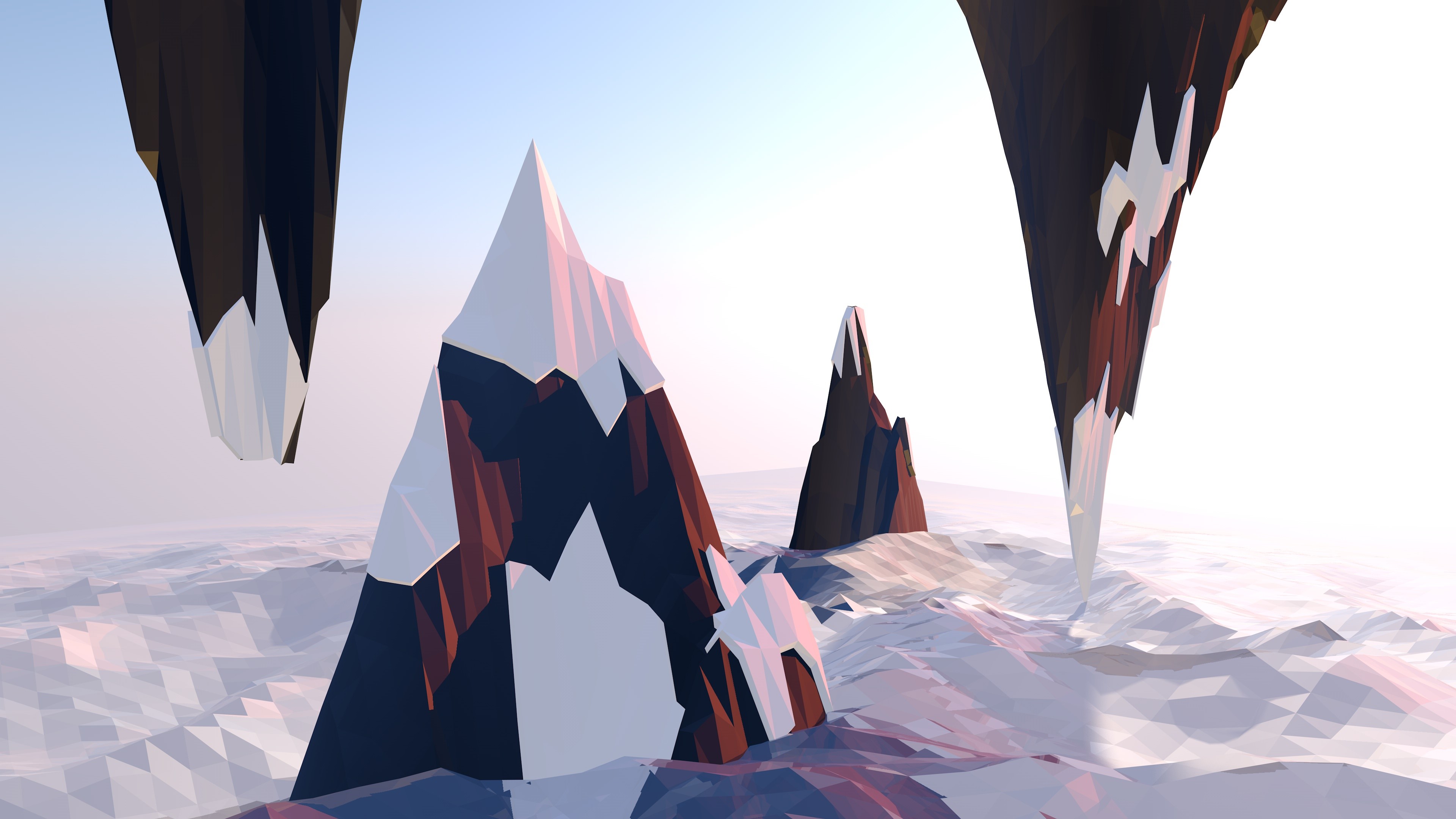 low poly, mountains, artist, artwork, digital art, hd, 4k, HD Wallpaper