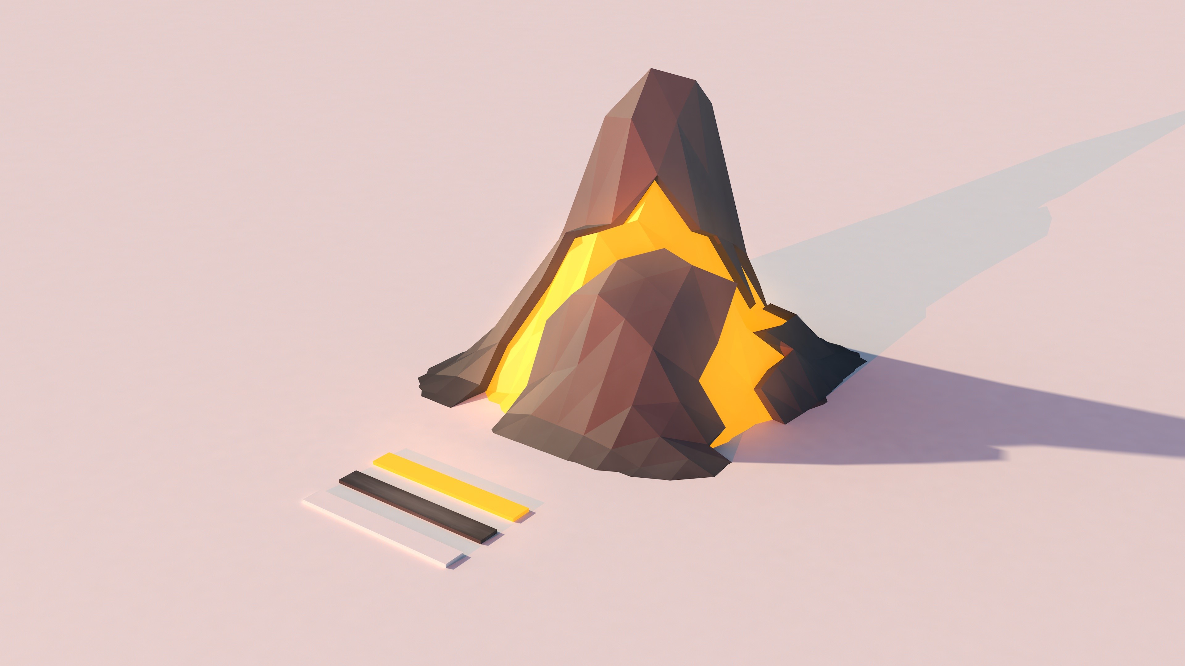 volcano, low poly, artist, artwork, digital art, hd, 4k, HD Wallpaper