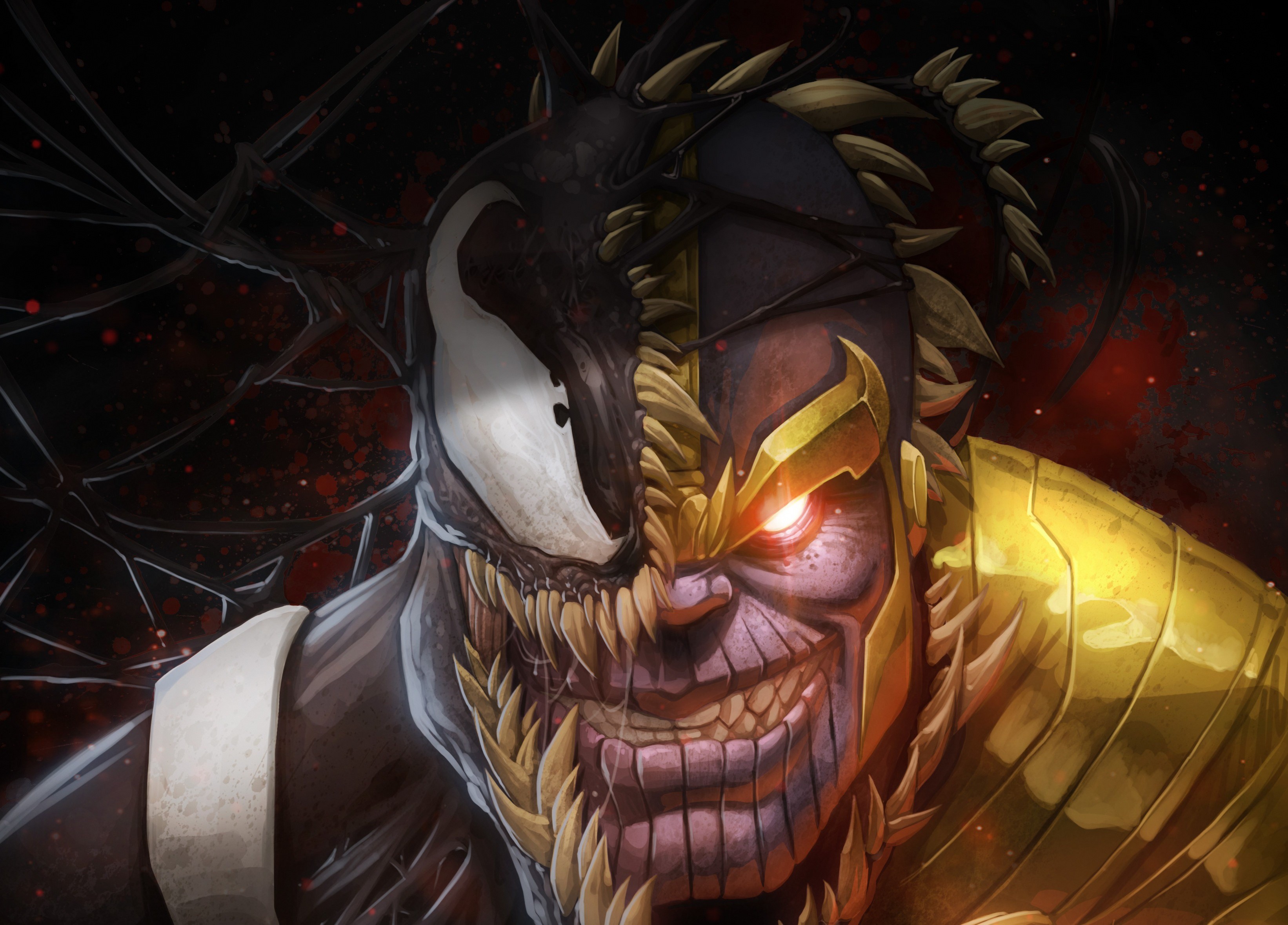 venom, thanos, hd, 4k, superheroes, HD Wallpaper