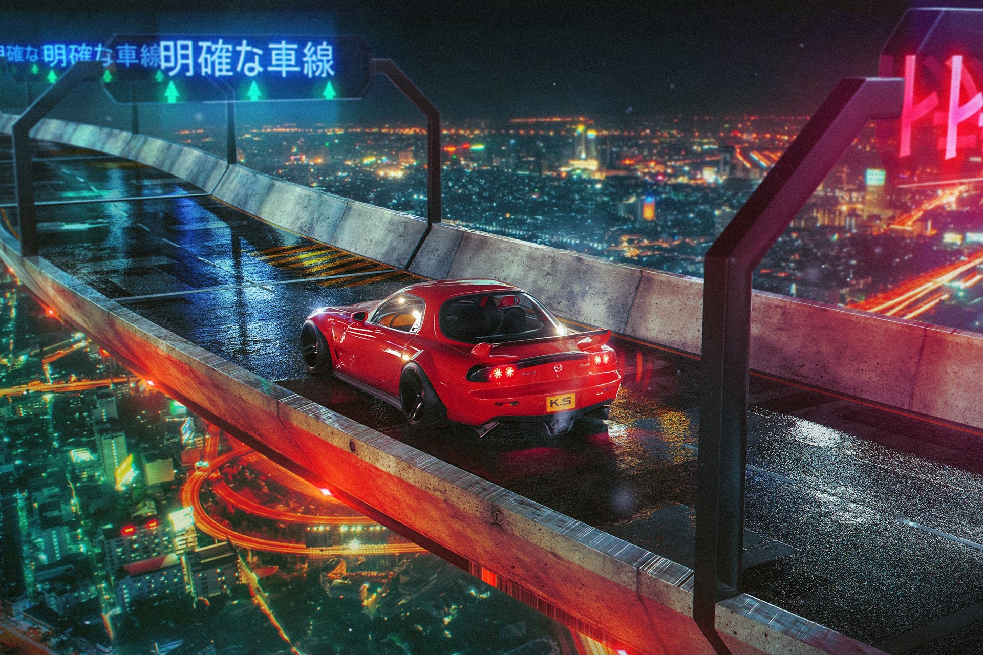 cyberpunk, mazda, cars, hd, artist, artwork, digital art, HD Wallpaper