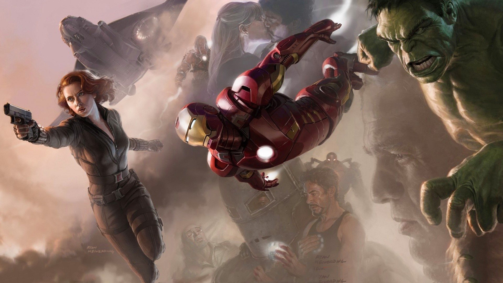 avengers, black widow, hulk, iron man, hd, superheroes, artwork, HD Wallpaper