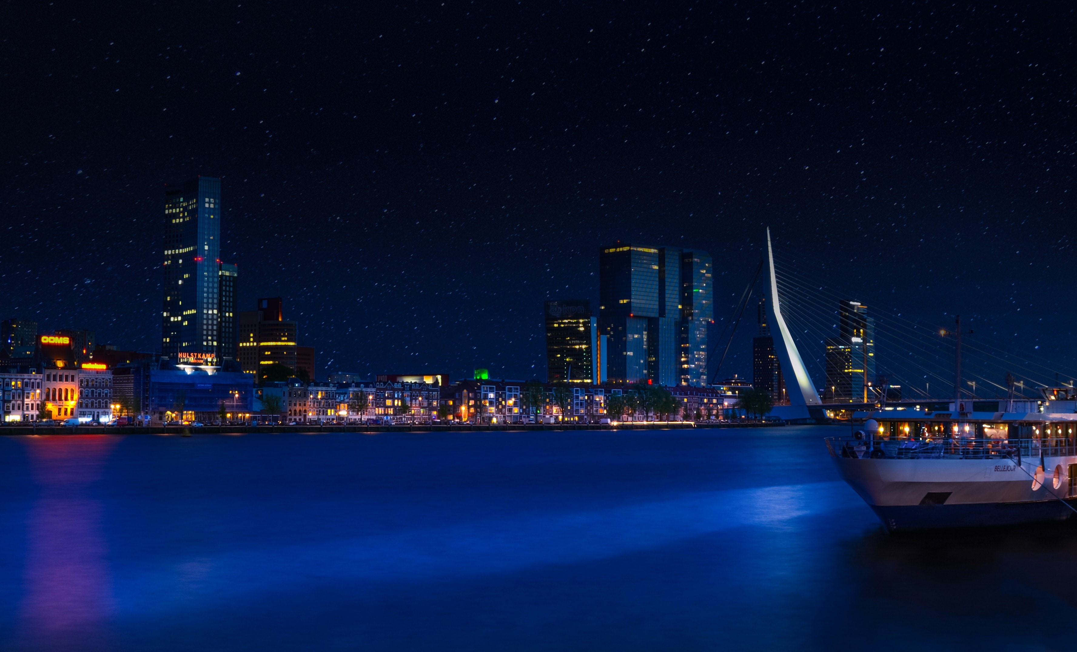 skyline, city, lights, sunset, nature, hd, 4k, HD Wallpaper