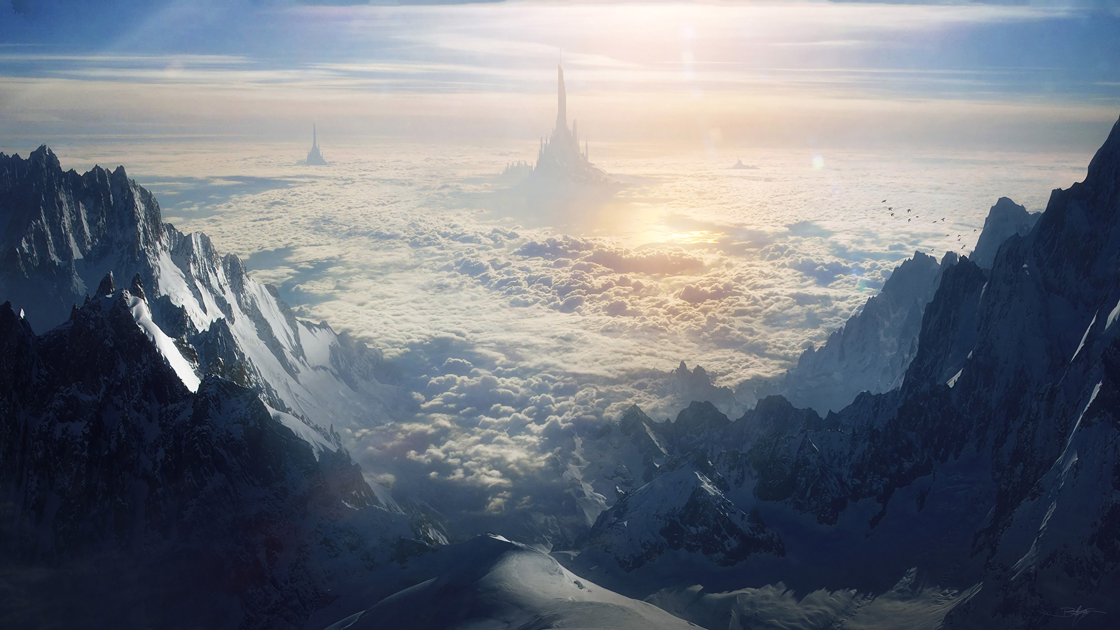 sea of clouds, landscape, dream, mountains, hd, 4k, HD Wallpaper
