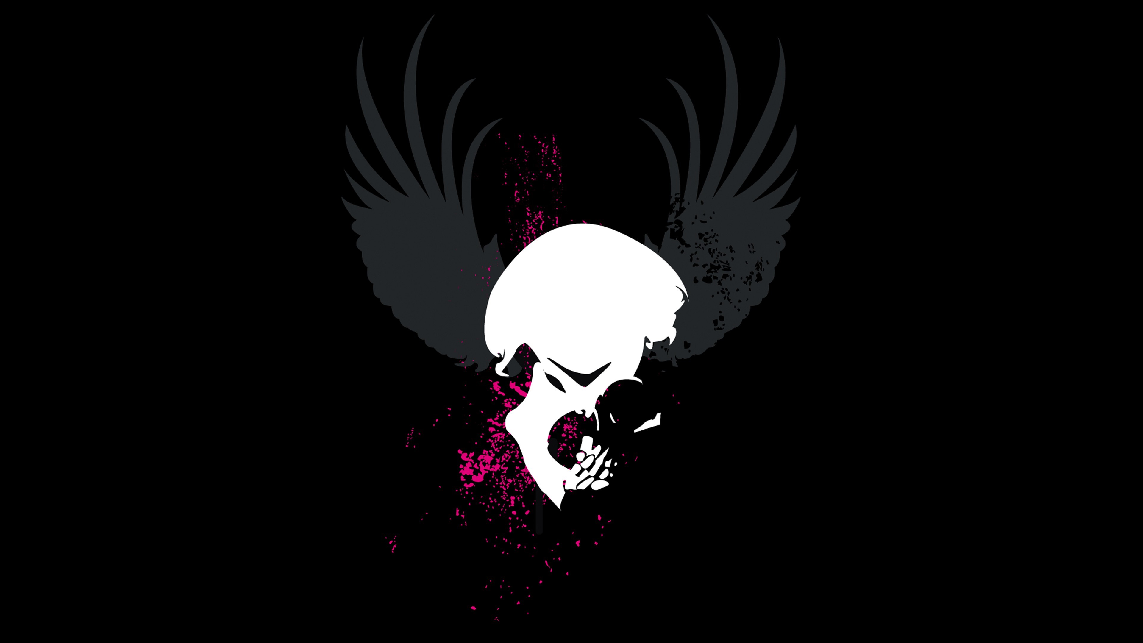 skull, wings, dark, hd, 4k, HD Wallpaper