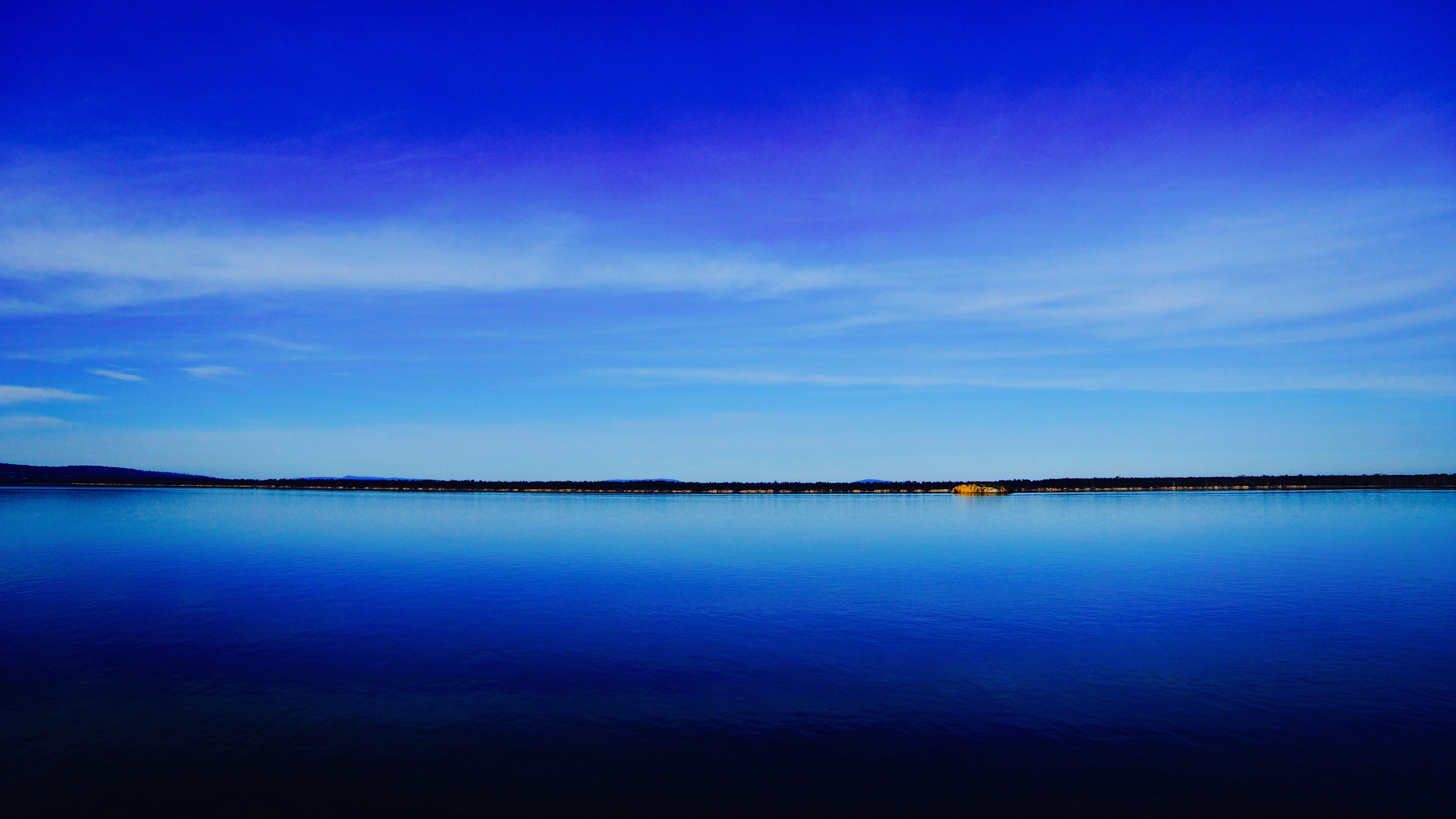 lake, coast, horizon, water, sky, 4k, HD Wallpaper