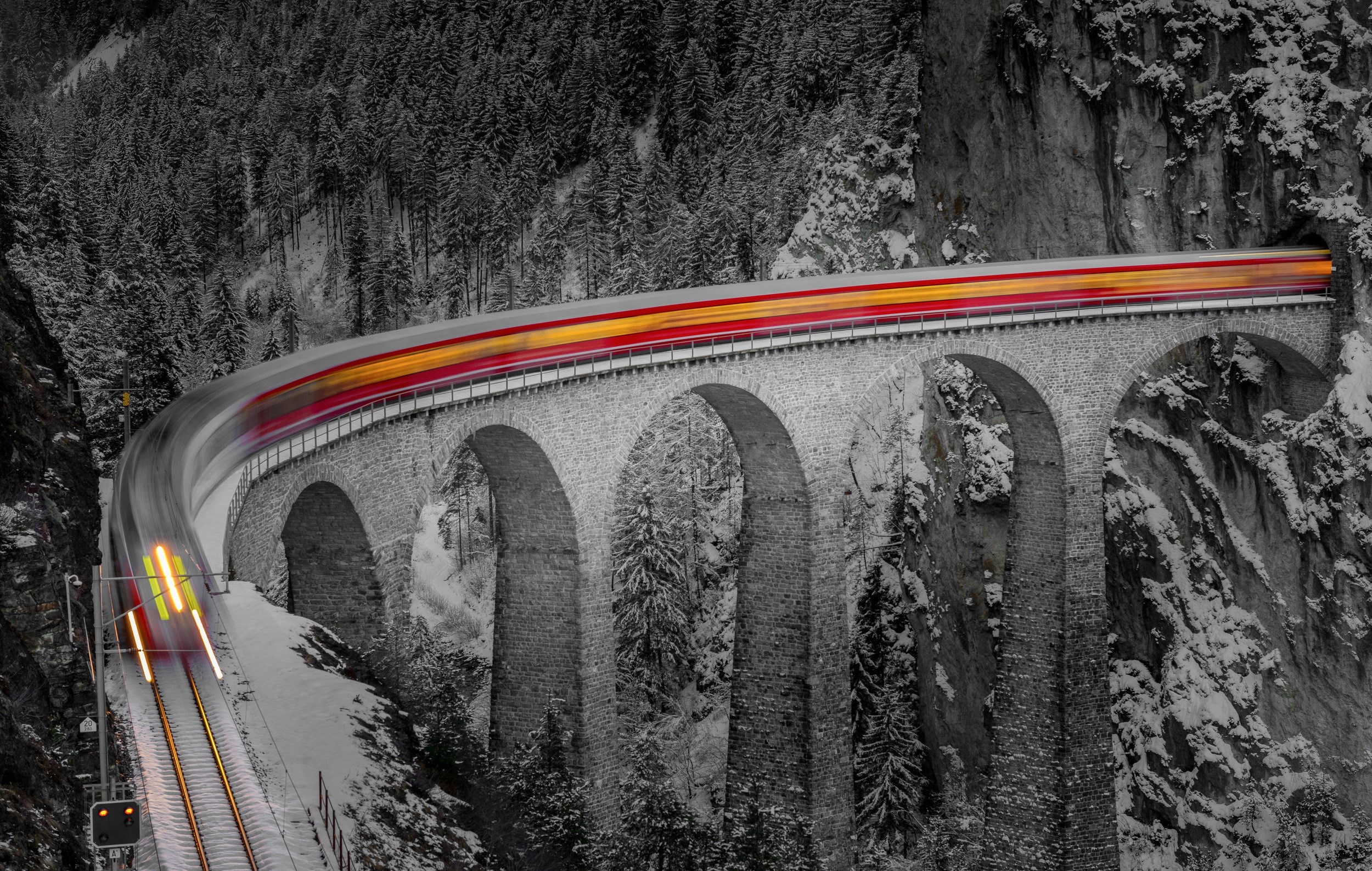 train, time lapse, nature, photography, hd, HD Wallpaper