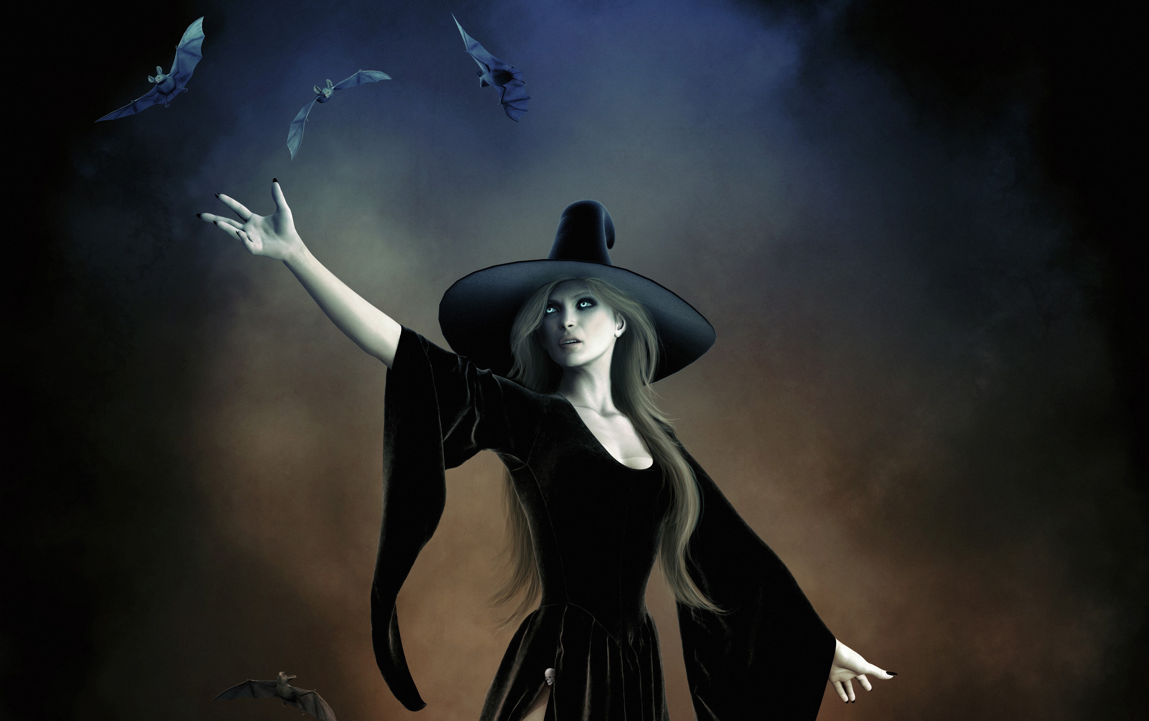 witch, fantasy girls, hat, artist, artwork, digital art, hd, HD Wallpaper