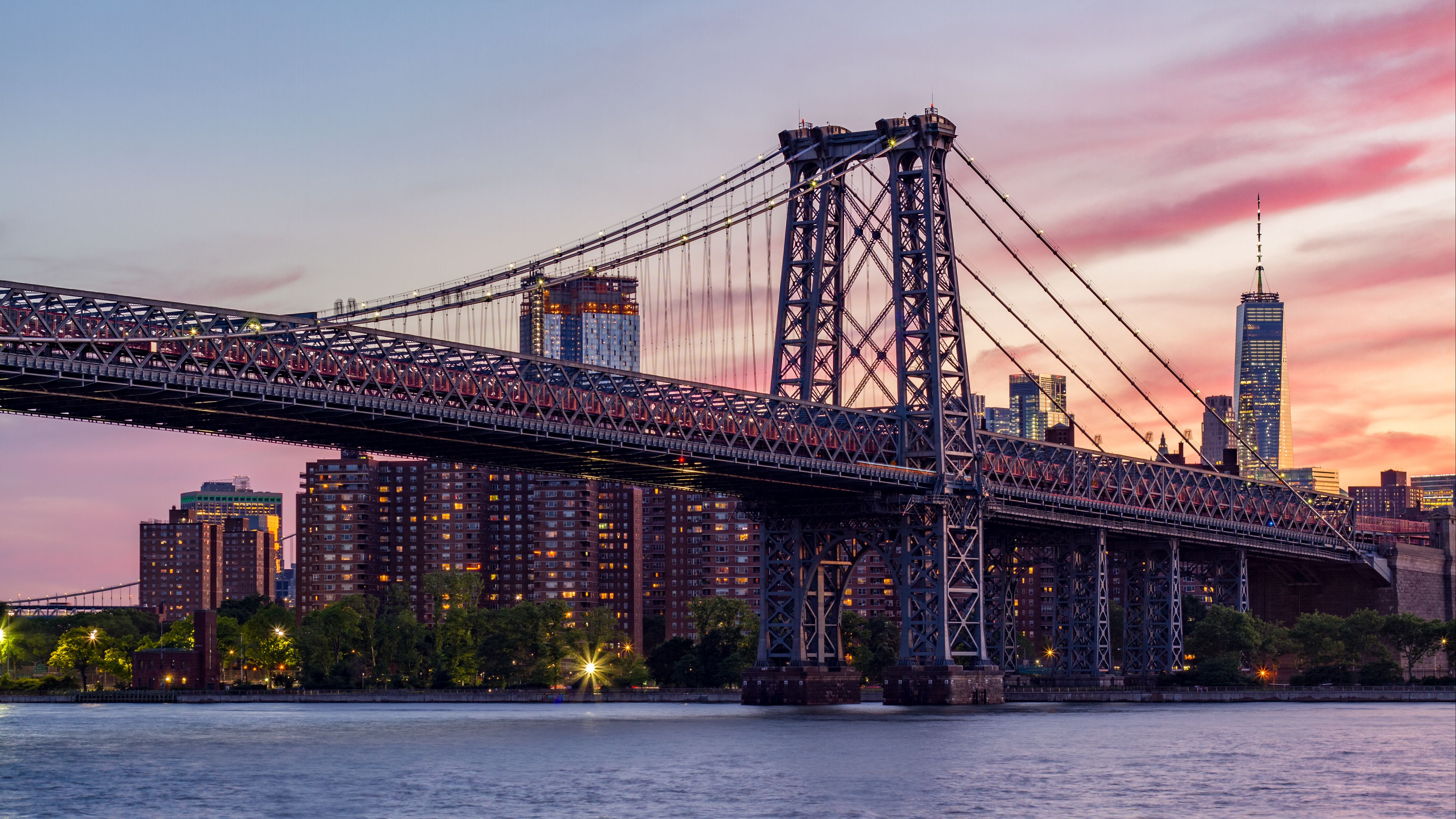 bridge, architecture, buildings, city, evening, 4k, HD Wallpaper