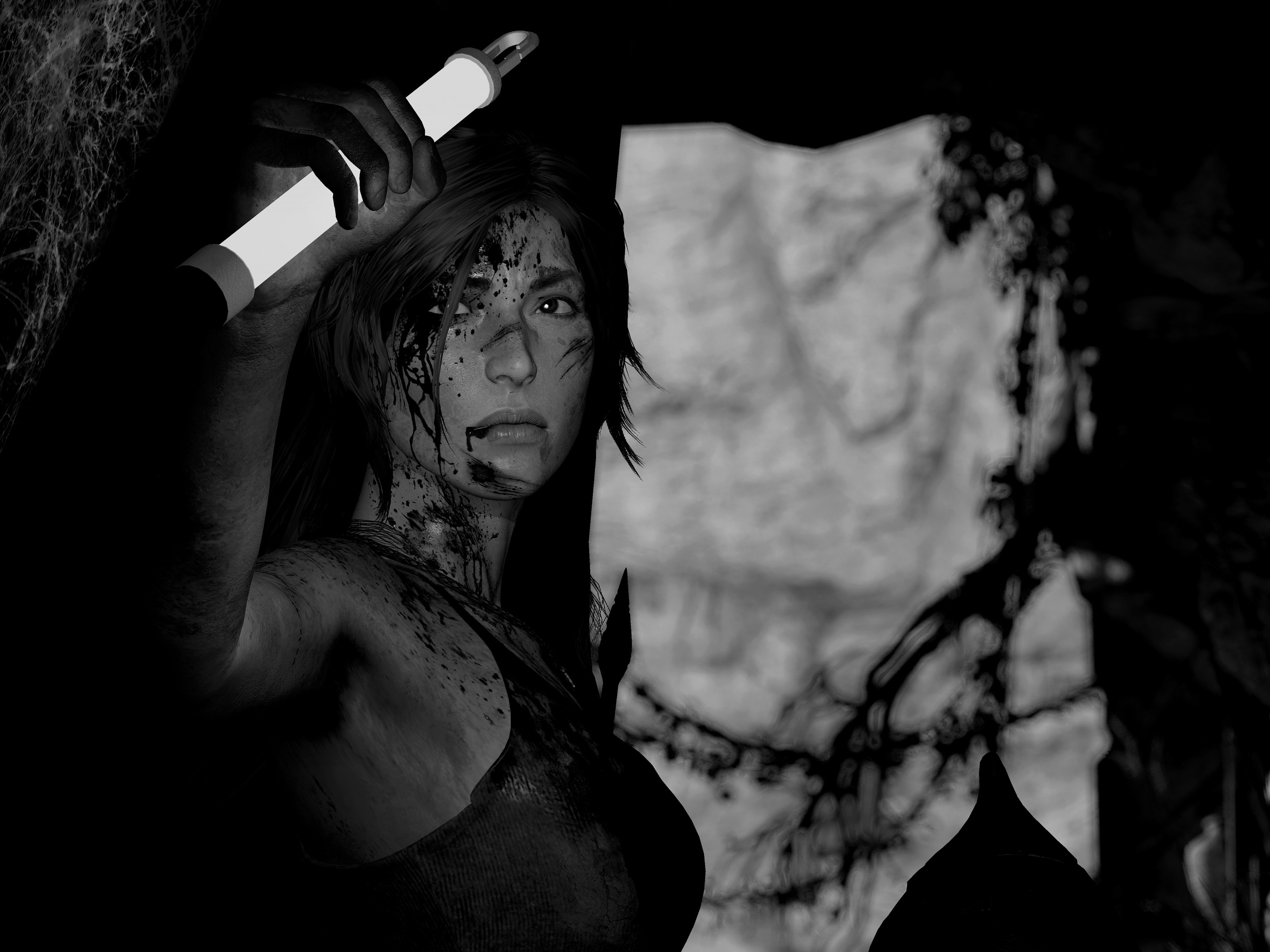 tomb raider, games, hd, monochrome, black and white, 4k, HD Wallpaper