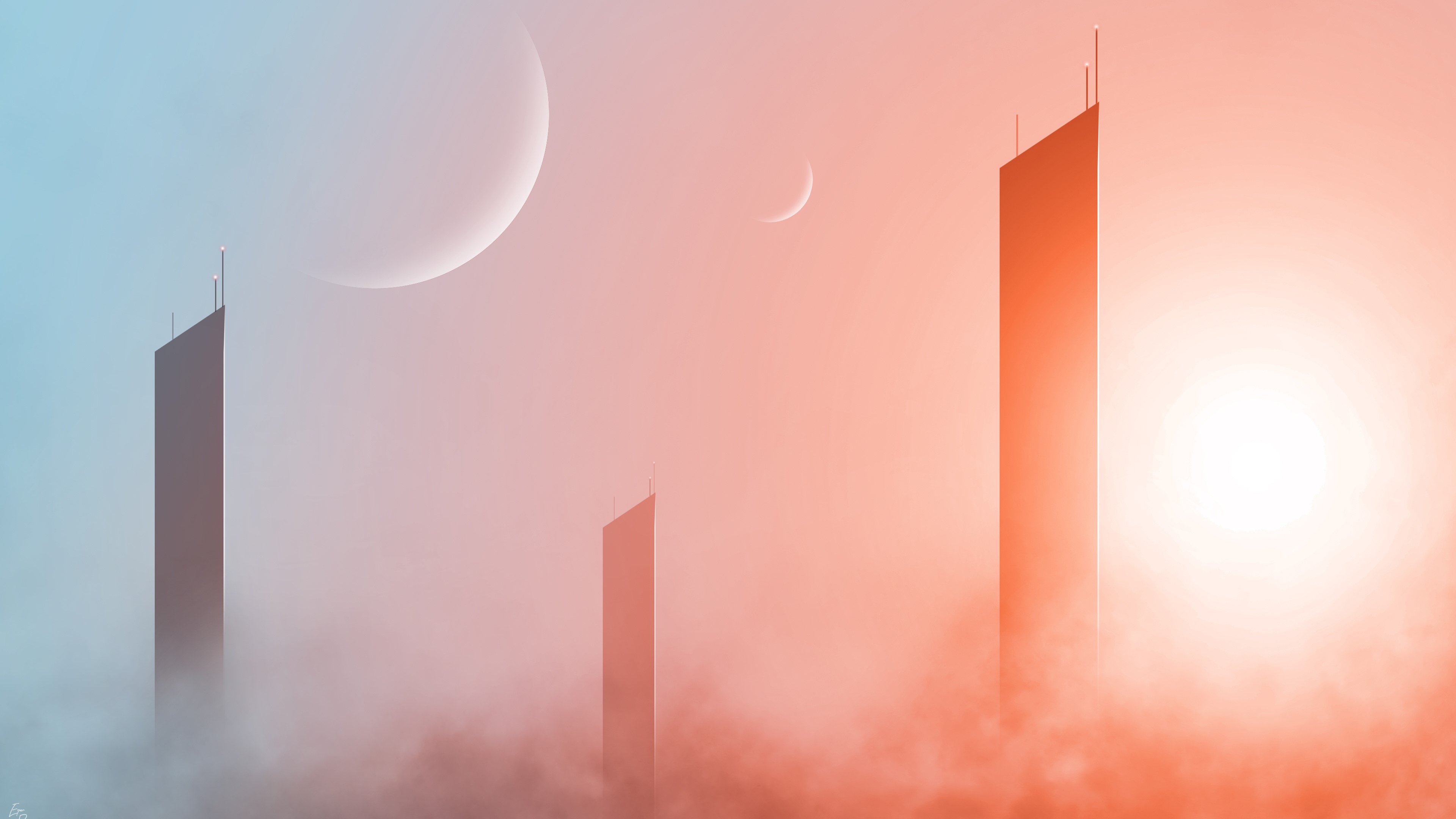 skycrapper, building, minimalism, artist, artwork, digital art, hd, 4k, HD Wallpaper