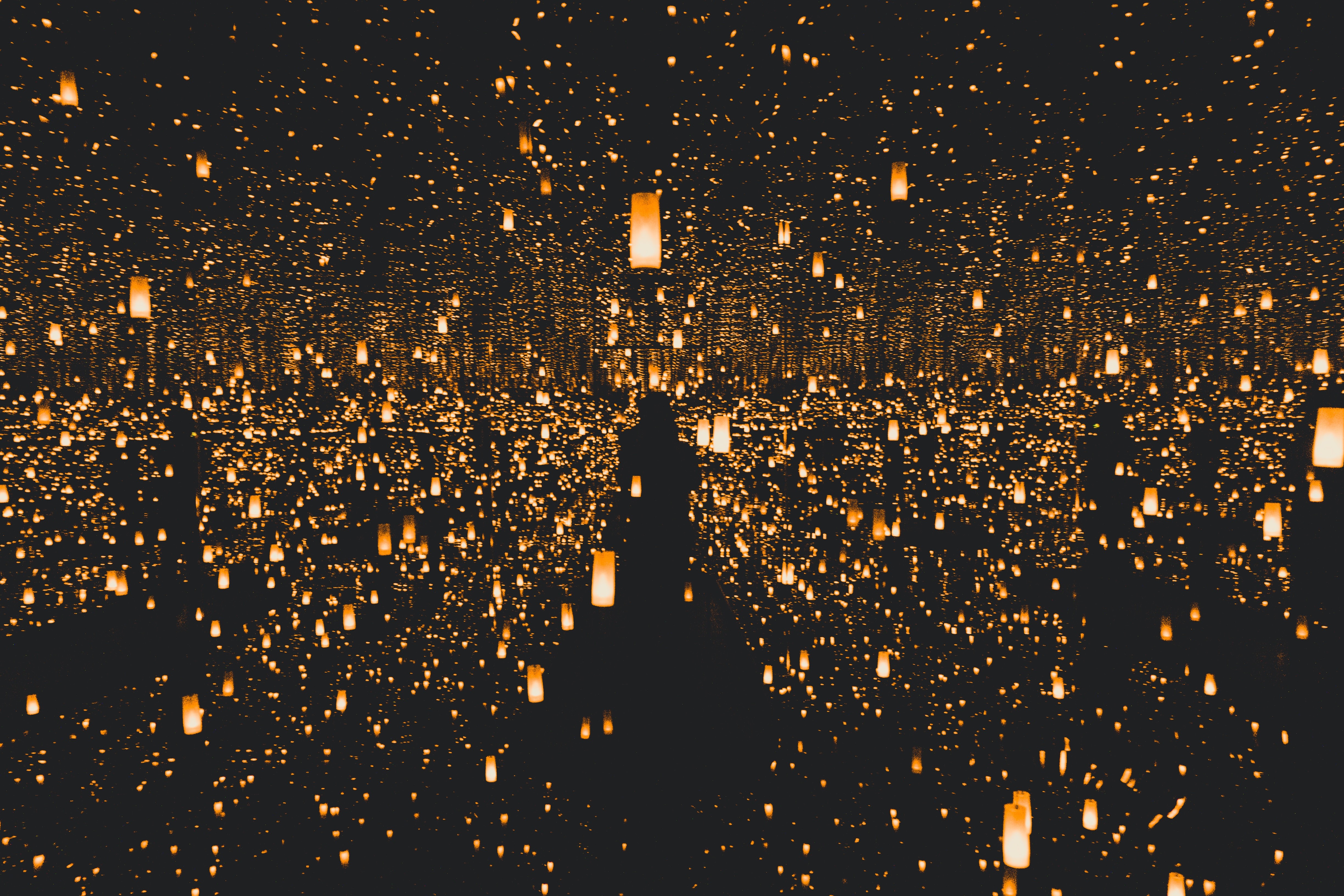lantern, lights, dark, photography, hd, 4k, 5k, HD Wallpaper