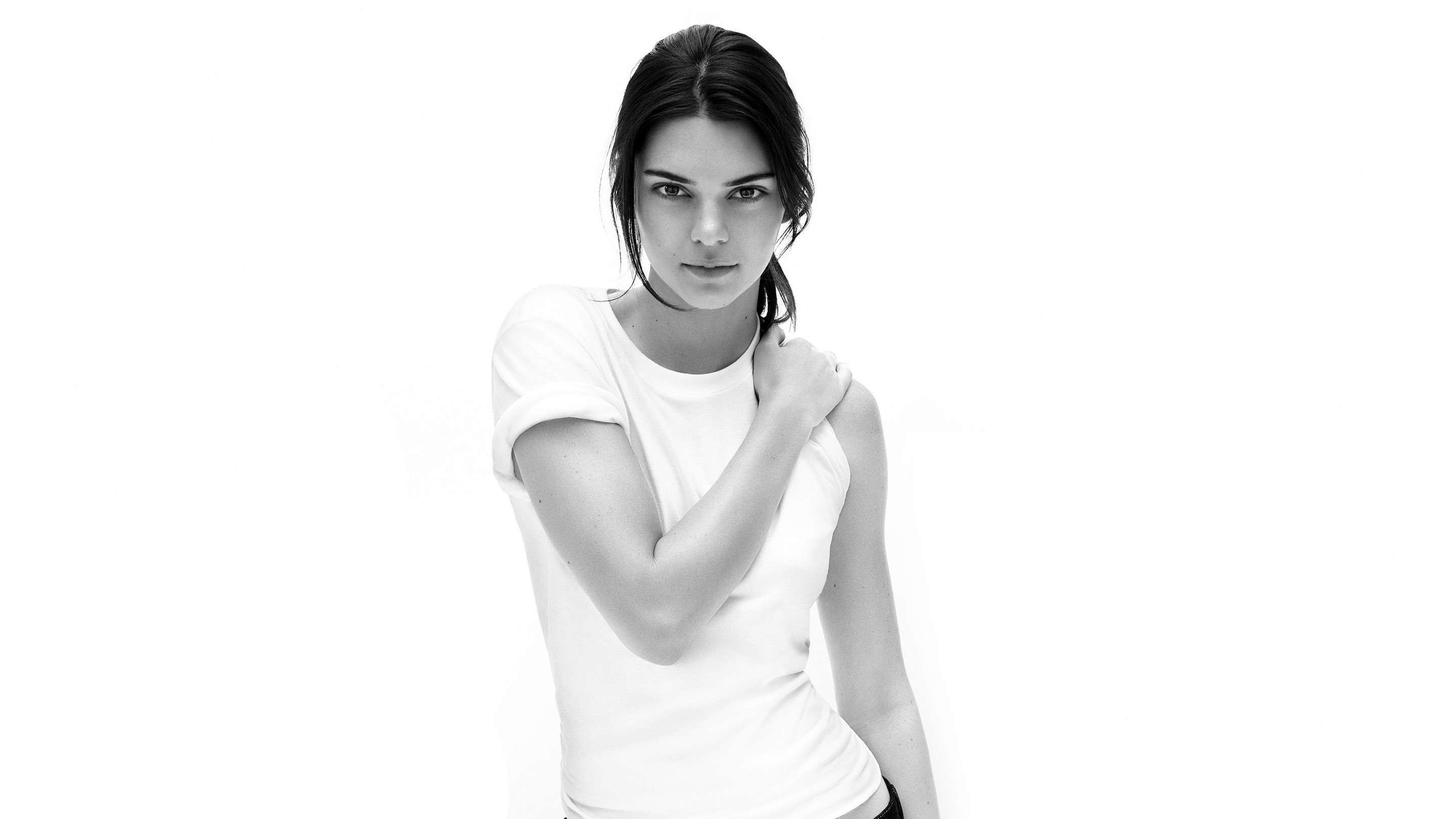 kendall jenner, model, girls, celebrities, hd, monochrome, black and white, HD Wallpaper