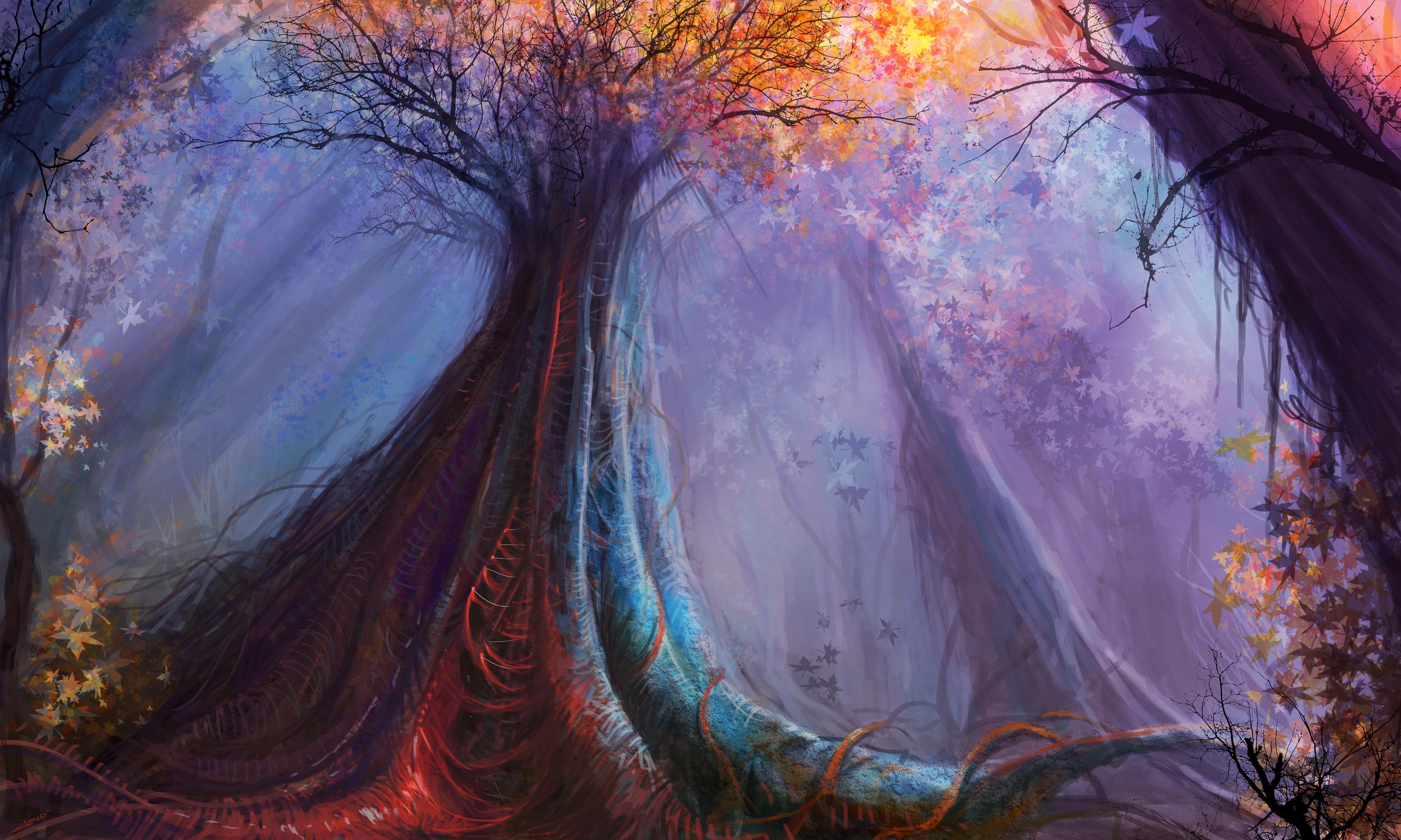 tree, painting, artist, artwork, digital art, hd, 4k, deviantart, HD Wallpaper