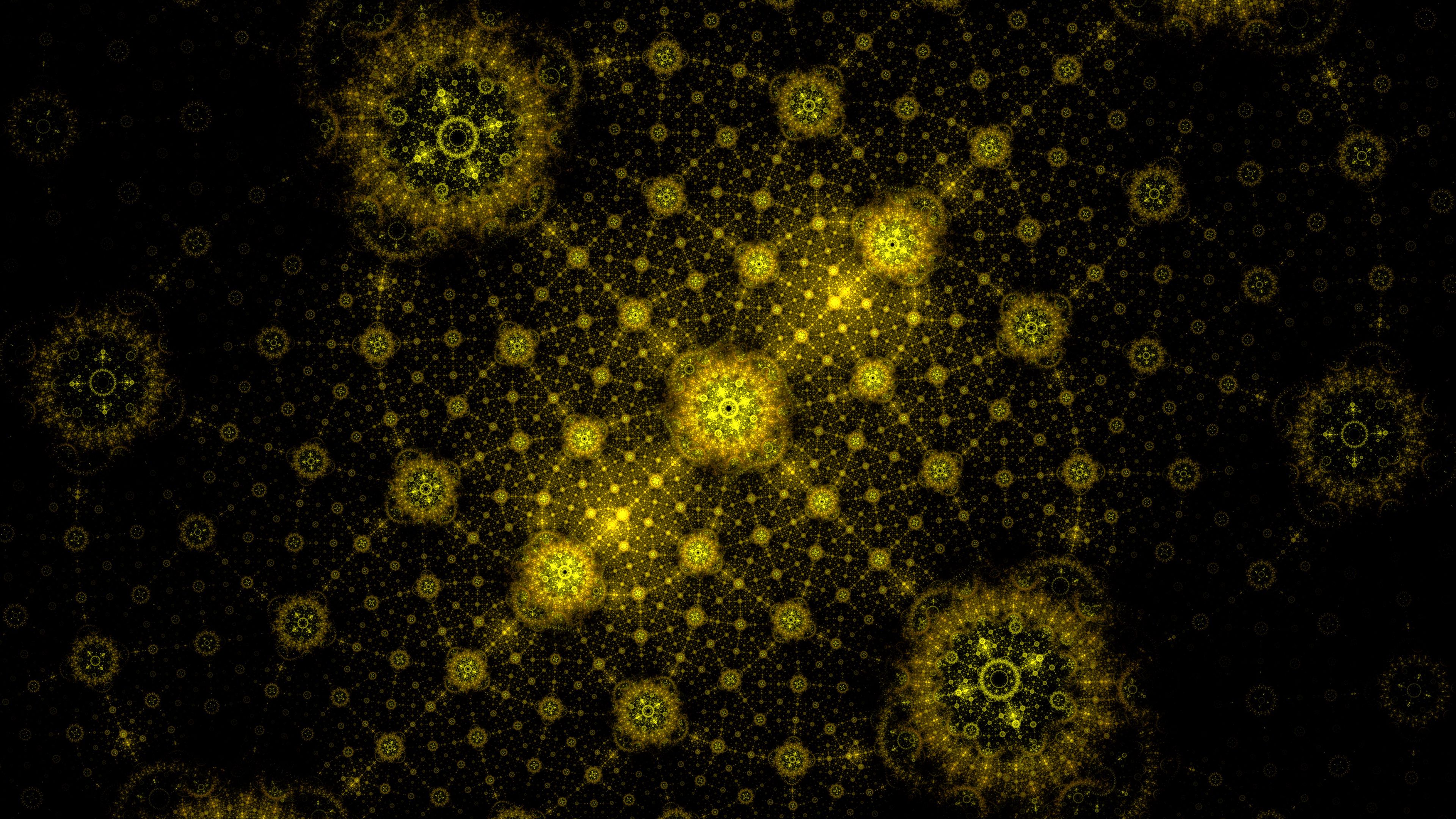 fractal, pattern, tangled, yellow, abstraction, 4k, HD Wallpaper