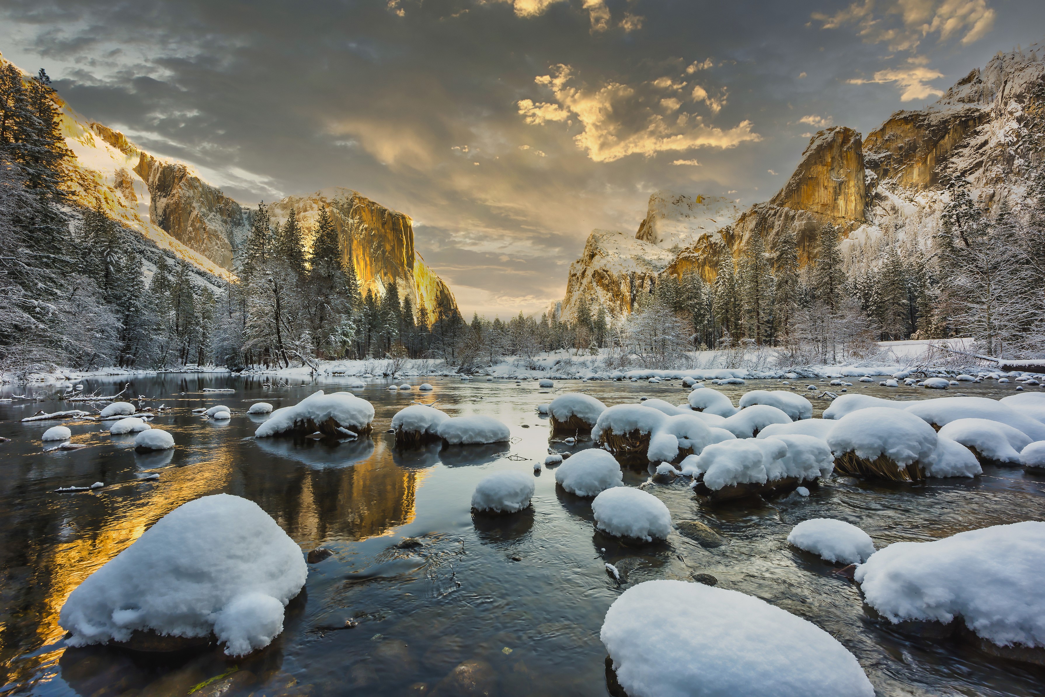 lake, snow, nature, hd, 4k, HD Wallpaper