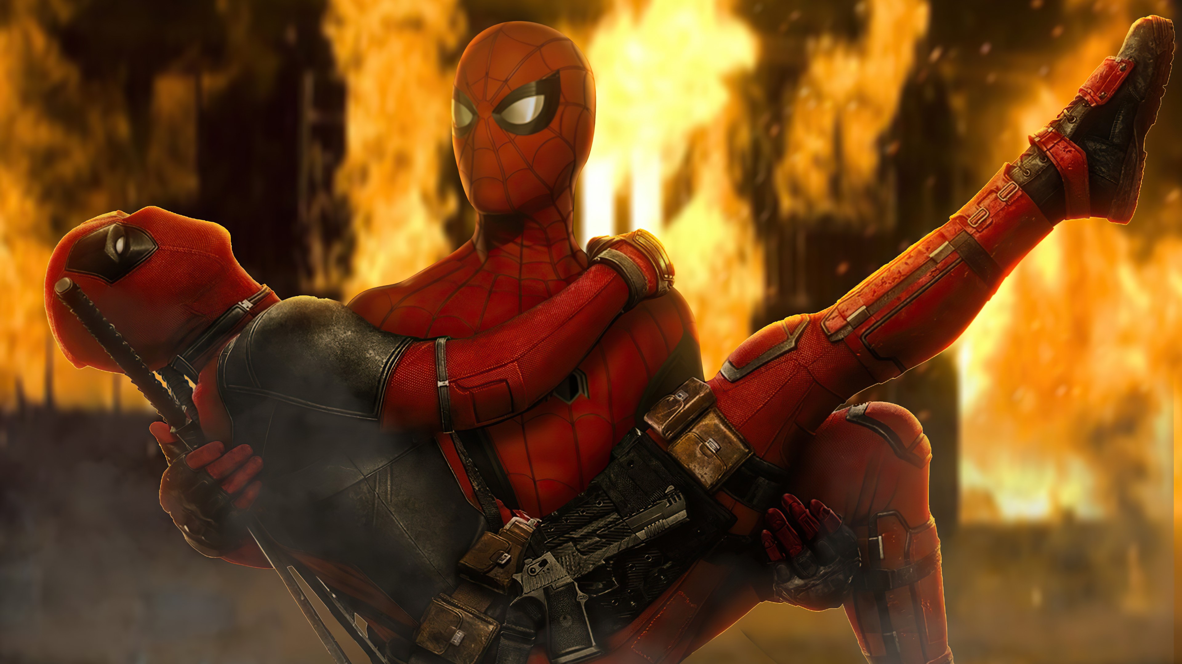 spiderman, deadpool, superheroes, artwork, artist, hd, 4k, HD Wallpaper