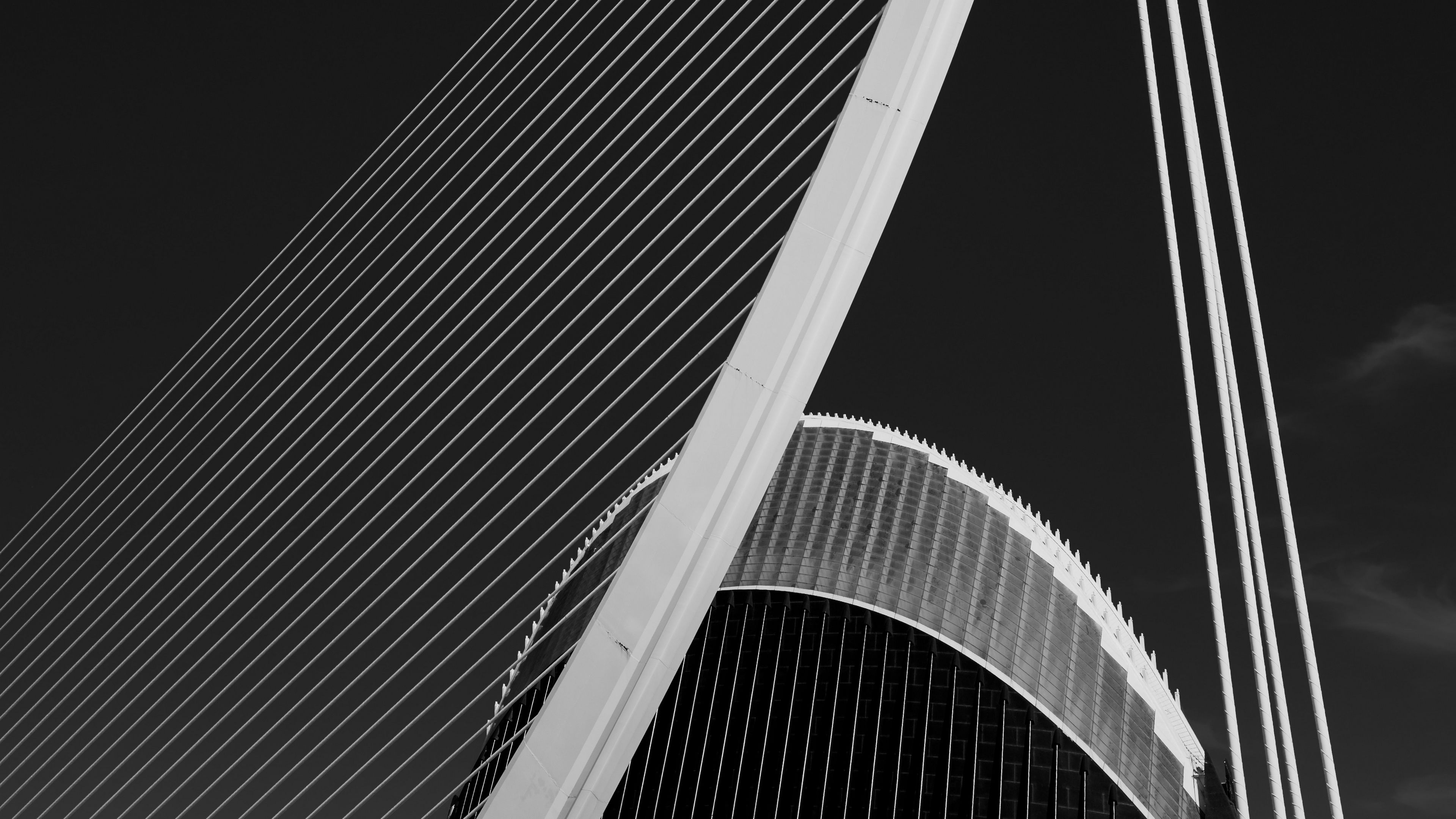 bridge, architecture, design, bw, minimalism, 4k, HD Wallpaper