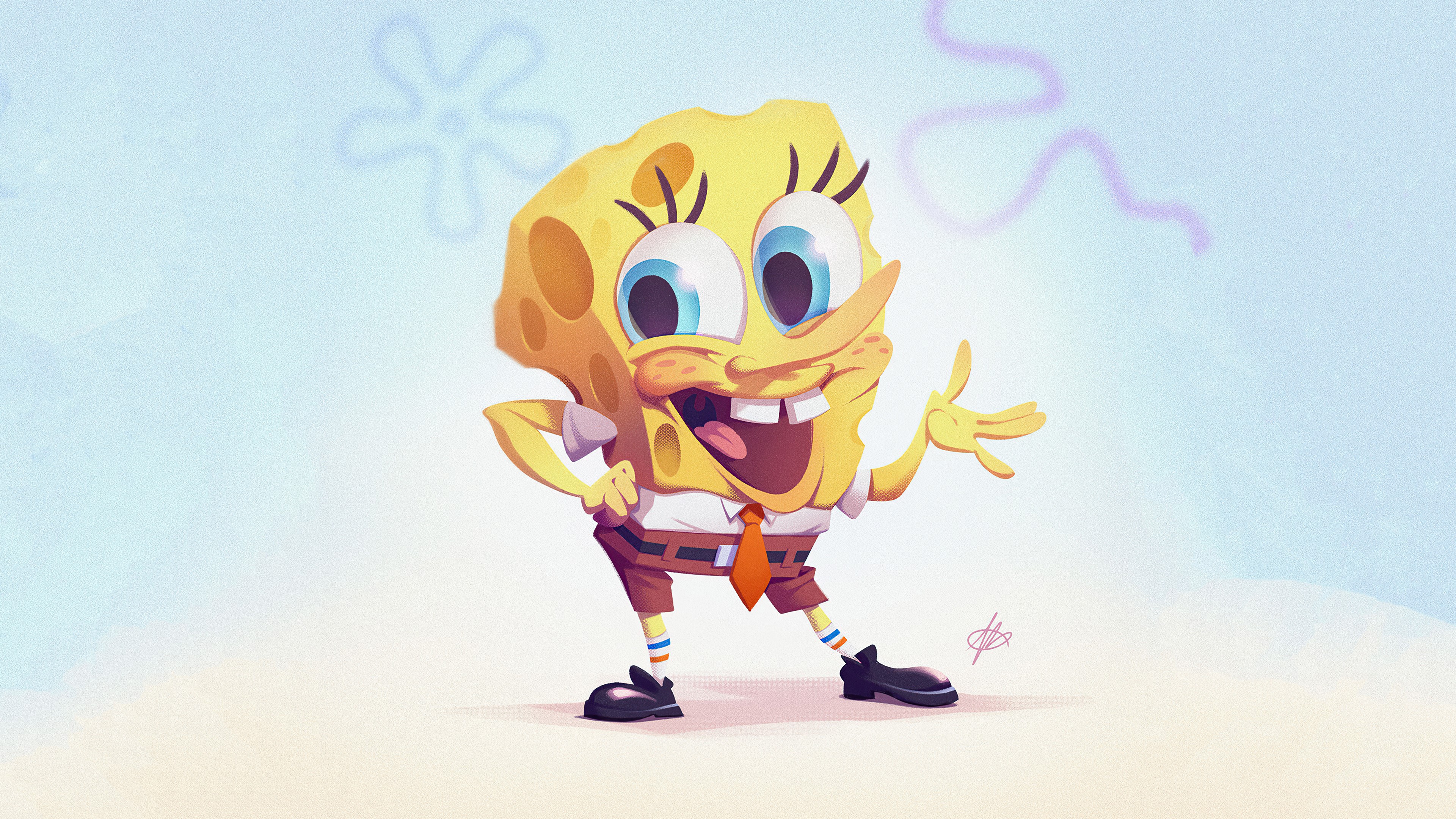 spongebob, cartoons, hd, 4k, artist, artwork, digital art, artstation, HD Wallpaper