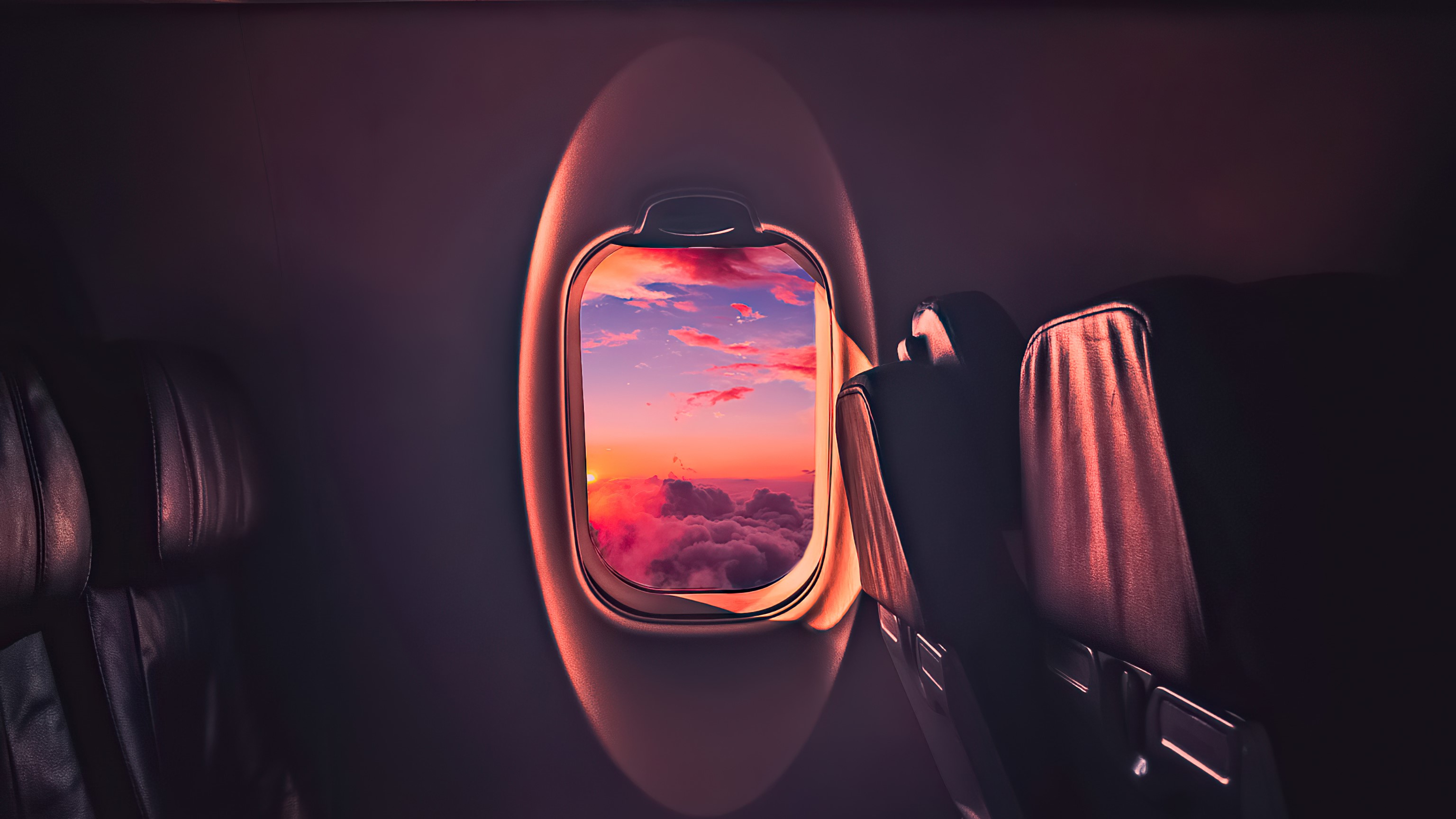 plane, sunset, hd, photography, 4k, window, HD Wallpaper