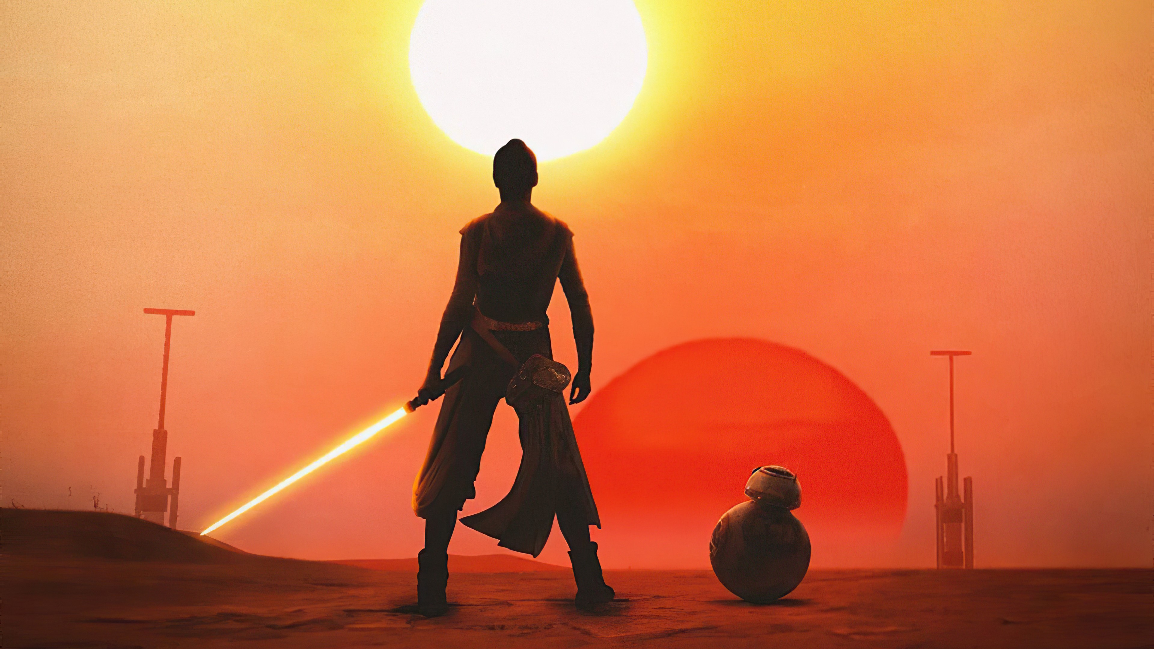 rey, bb 8, star wars, digital art, artist, artwork, hd, 4k, HD Wallpaper