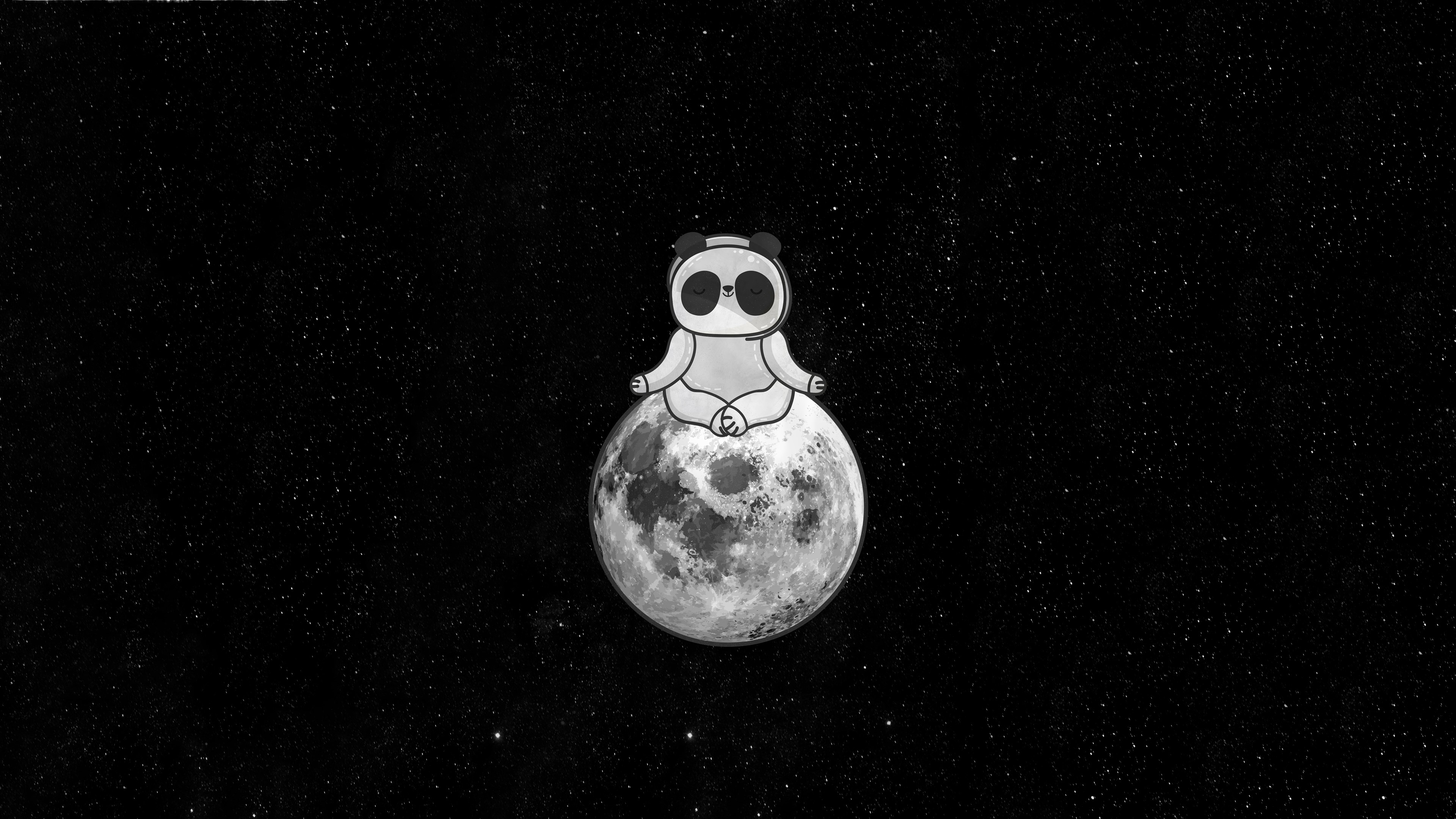 panda, moon, artist, artwork, digital art, hd, 4k, HD Wallpaper