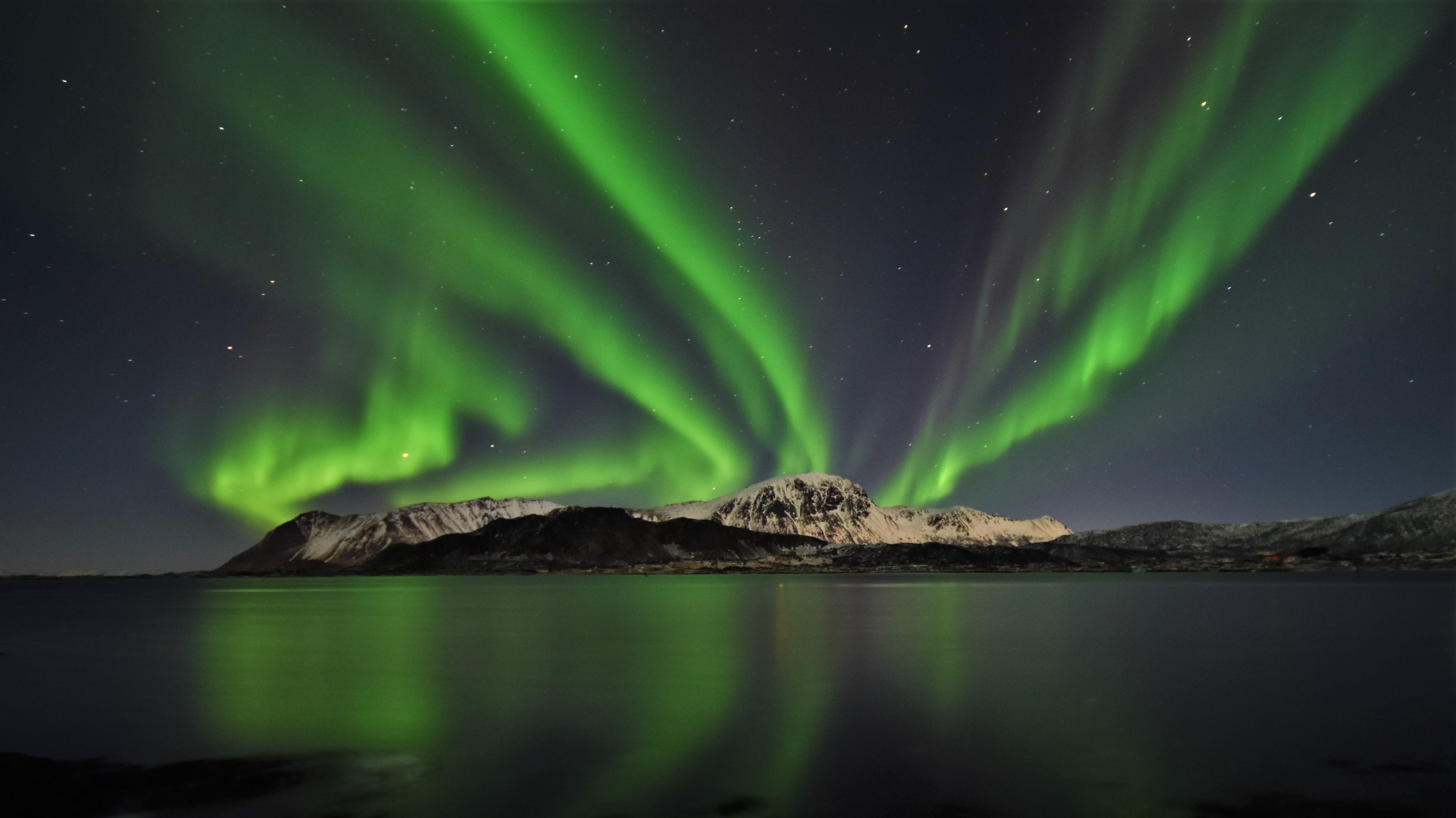 aurora, northern lights, beach, nature, hd, 4k, 5k, HD Wallpaper