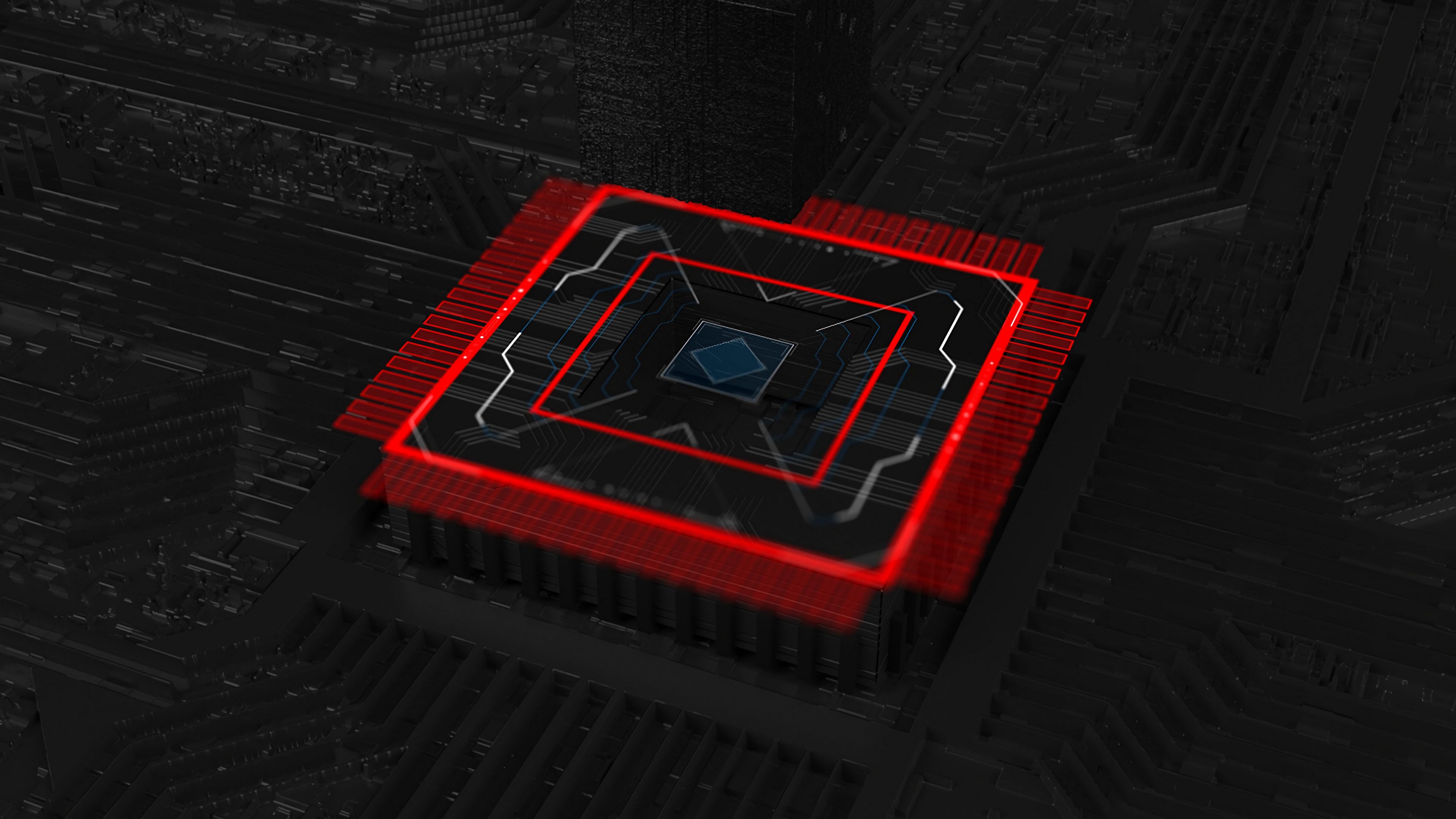 chip, processor, circuit, 3d, 4k, HD Wallpaper