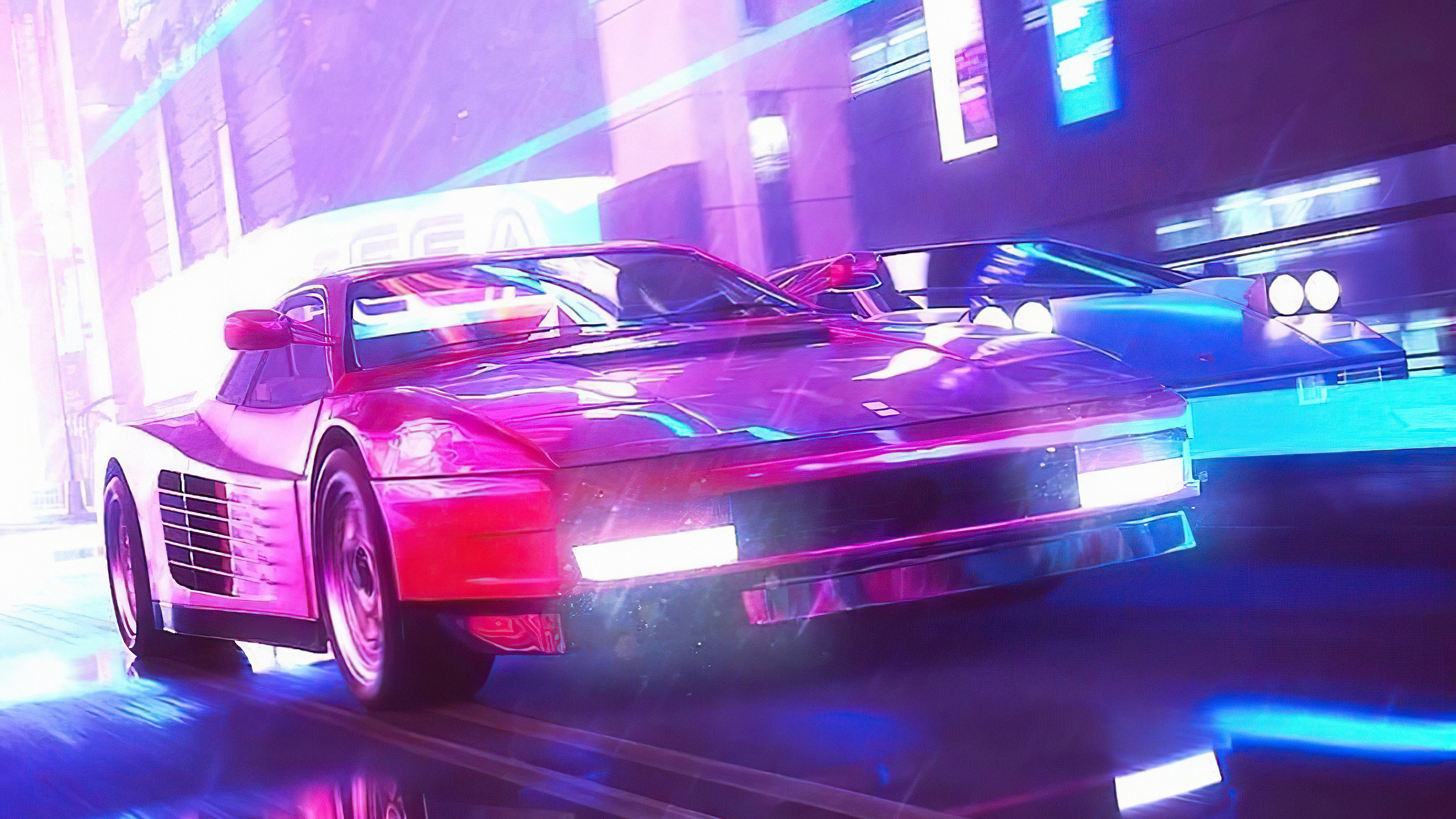 synthwave, retrowave, artist, artwork, digital art, hd, 4k, HD Wallpaper