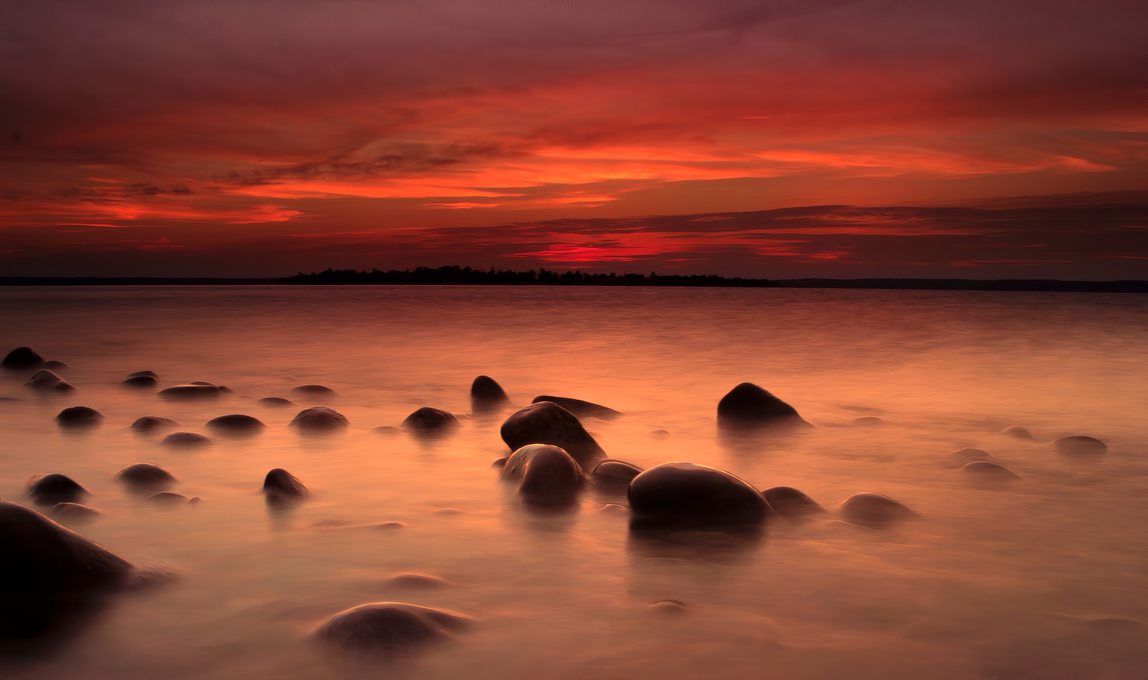 landscape, sunset, nature, hd, 4k, rocks, HD Wallpaper