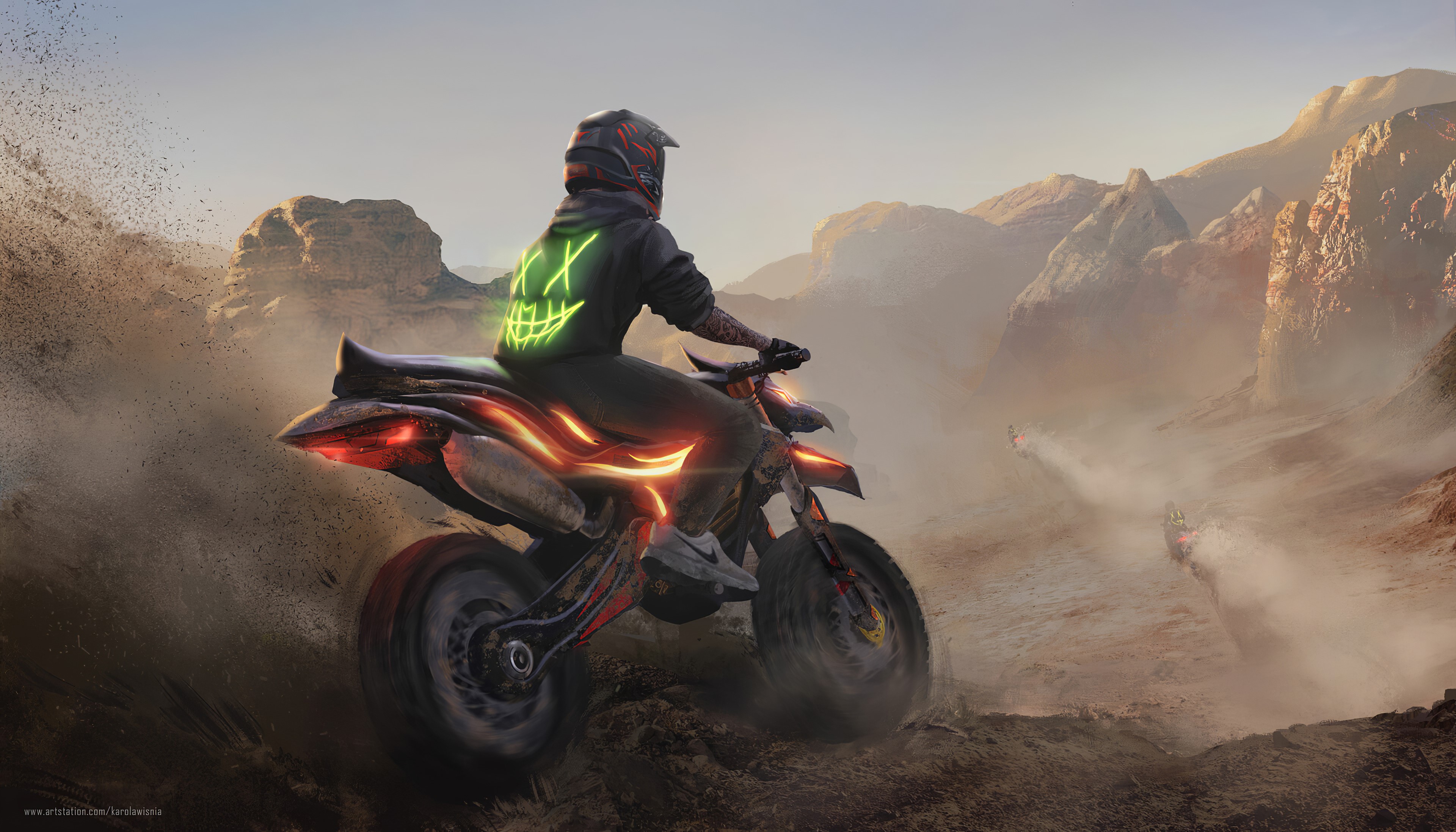 biker, artist, artwork, digital art, hd, 4k, artstation, HD Wallpaper