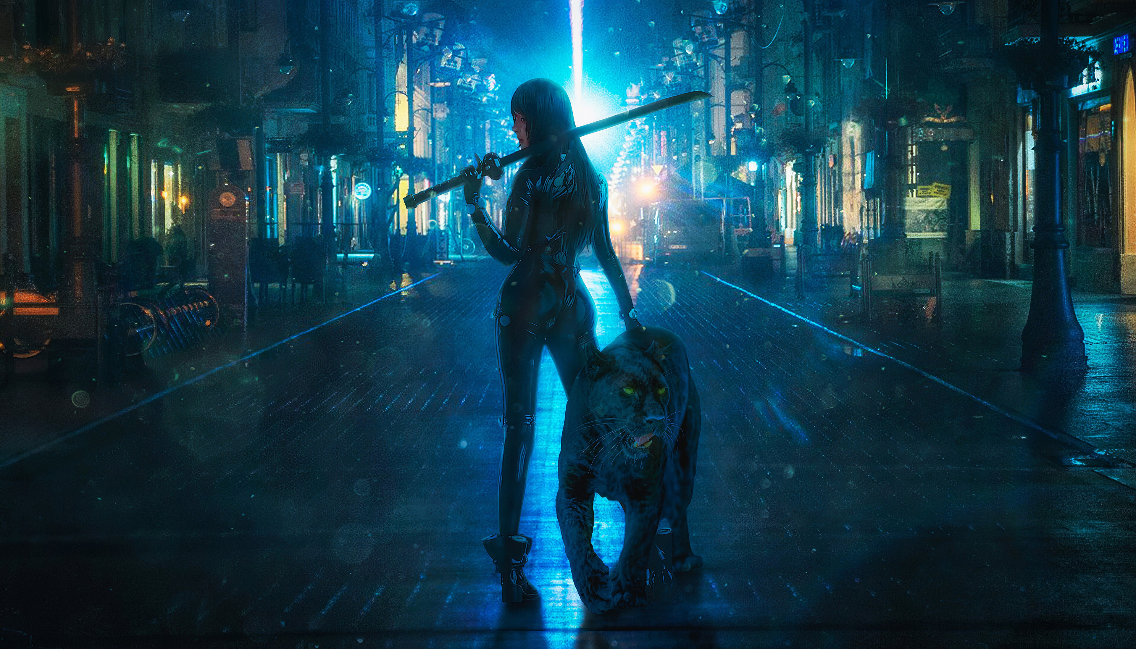 panther, cyberpunk, artist, artwork, digital art, hd, 4k, artstation, HD Wallpaper
