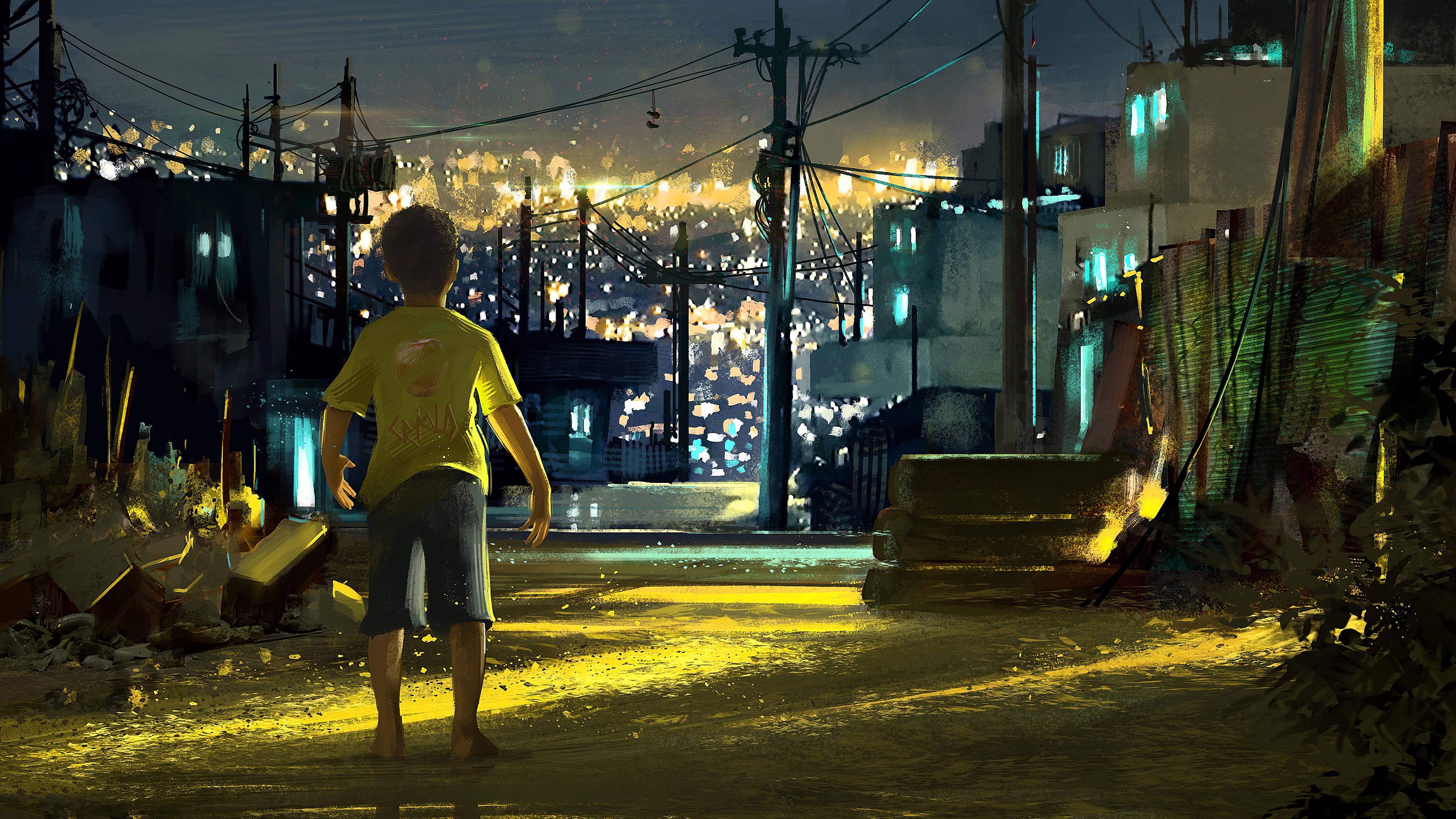 alone, child, artist, artwork, digital art, hd, 4k, 5k, artstation, HD Wallpaper