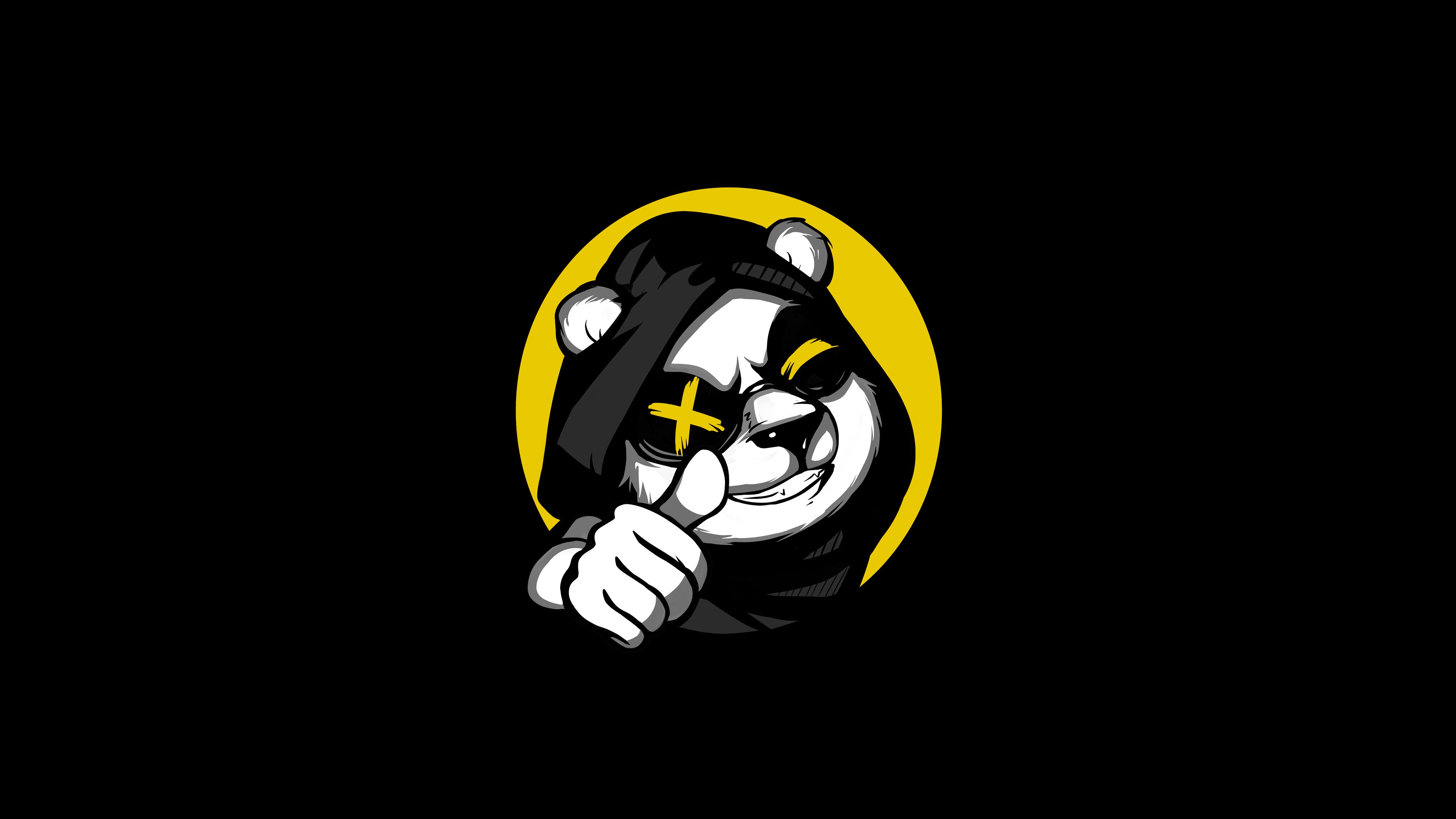 panda, artist, artwork, digital art, hd, 4k, minimalism, minimalist, dark, black, HD Wallpaper