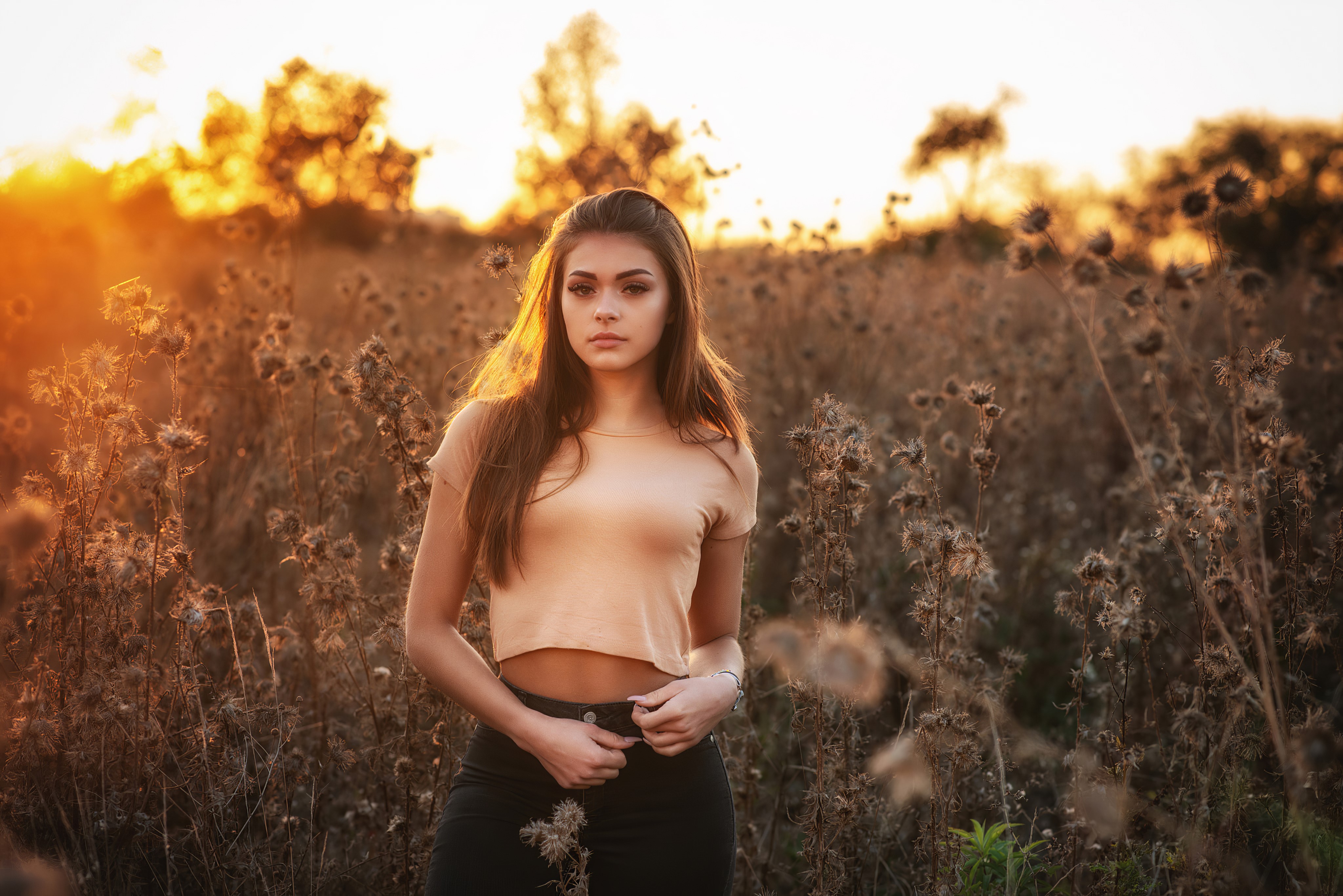 girls, model, hd, 4k, field, HD Wallpaper